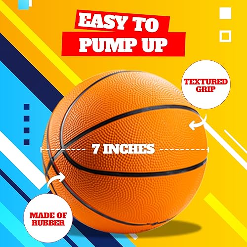 Miniatura 11 de Bedwina Mini Basketballs - (2 or 4 Pack) - Rubber 7 Inch, Size 3 - Mini Hoop Outdoor Basketball Set for Small Hoops Indoor & Outdoor Pool Parties -