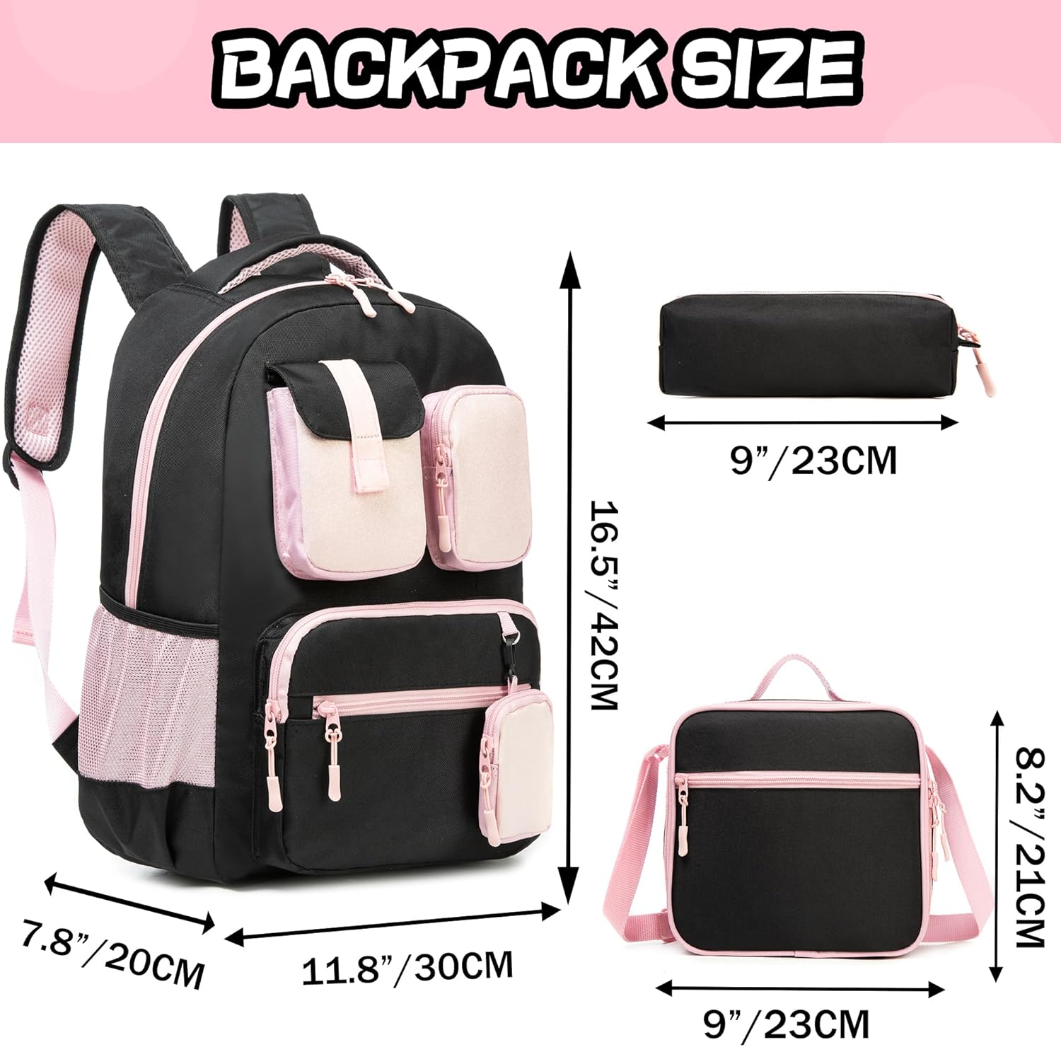 Cute Backpack for Girls Aesthetic Backpack School Backpack for Girls Backpack with Lunch Box Back to School Supplies - Image 2