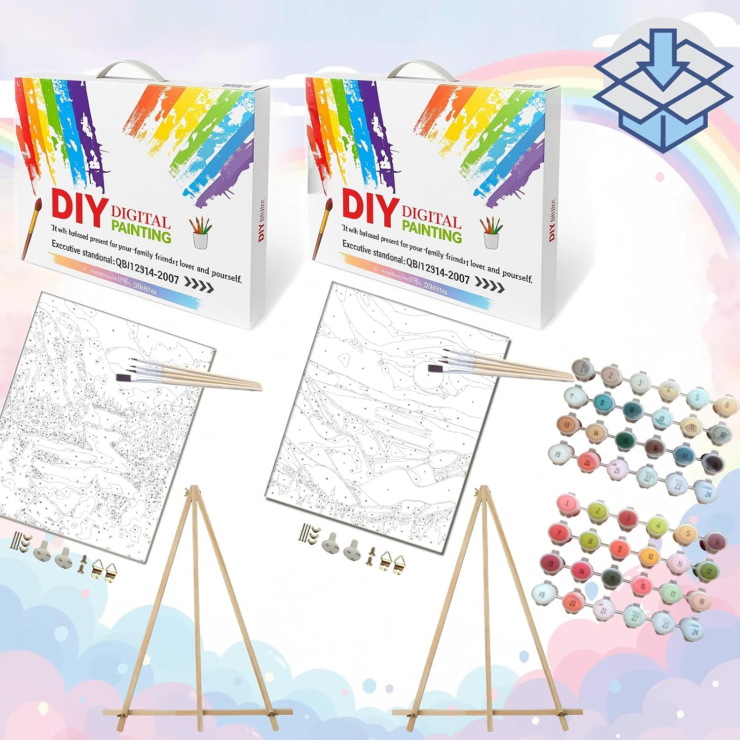BAISITE Paint by Numbers Kit for Adults Beginners,16" Wx20 L 2 Pack Canvas for Painting Kits for Adults in Colorful Box 1112 Already Framed image 3
