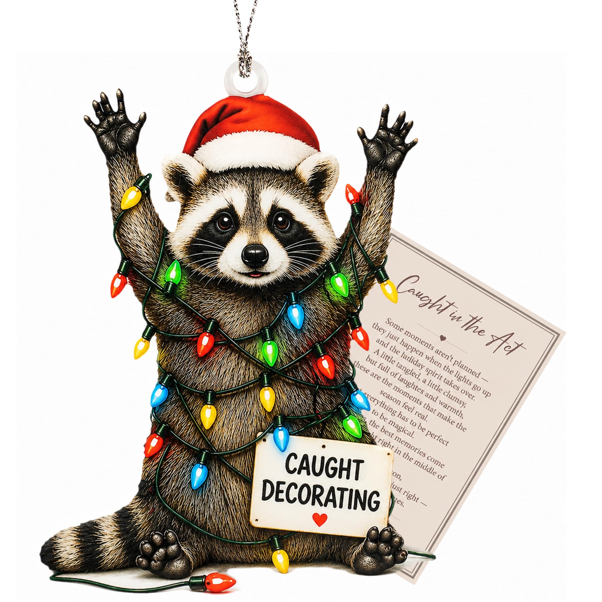 Funny Christmas Ornaments 2026,Raccoon Gifts for Women Animal Lovers, Racoon Christmas Ornament, Christmas Ornaments 2026, Animal Gifts for Friends, Coworker, Raccoon Ornament Christmas Decorations