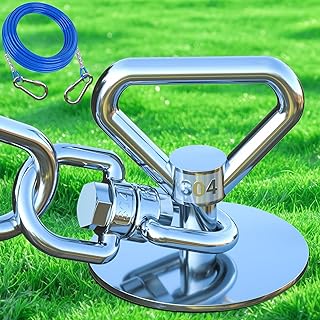 Dog Tie Out Cable and Stake,with 30FT Heavy Duty Cable,360° Swivel Dog Run Stake-No