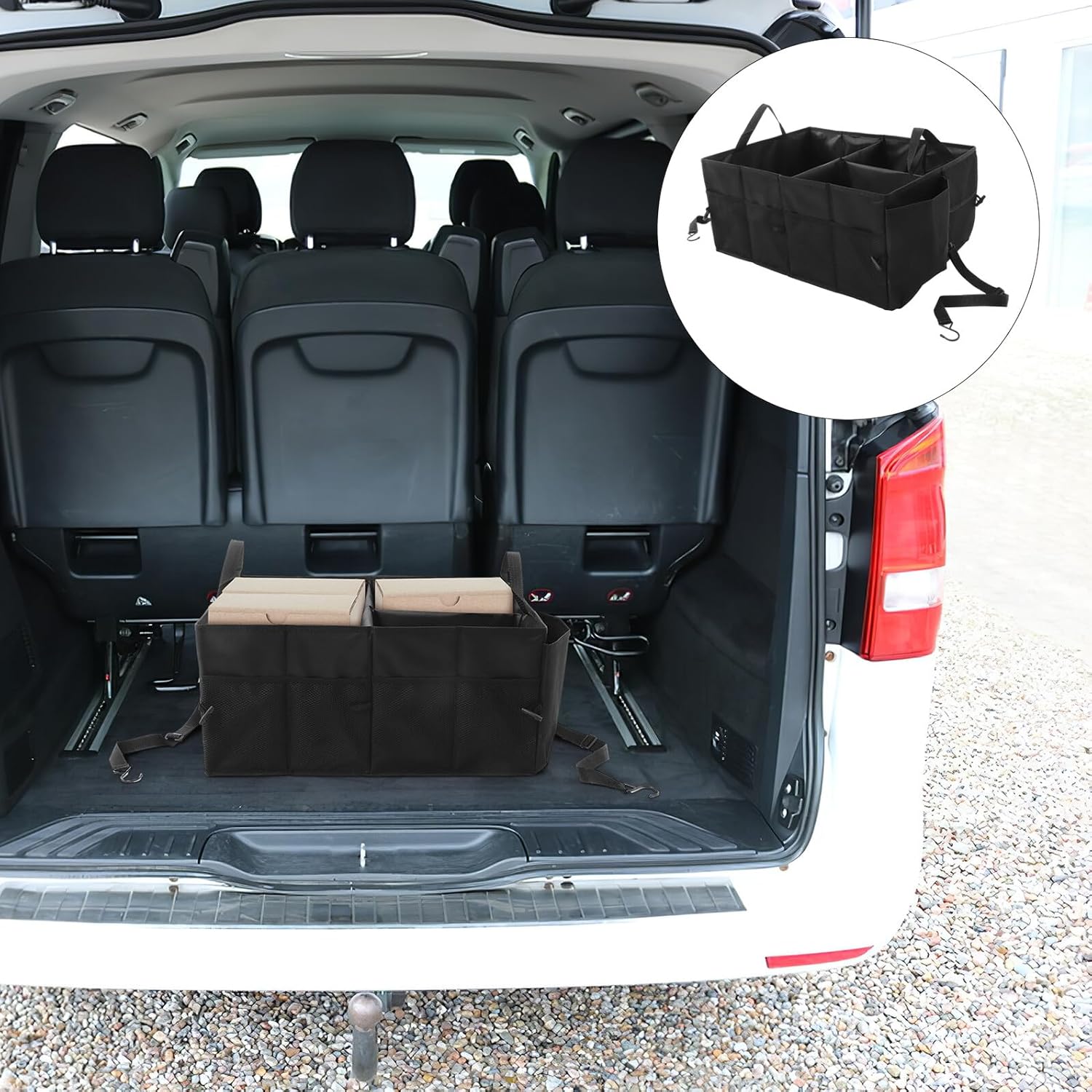 SHINEOFI Collapsible Car Trunk Storage Box 58x43x27cm Cargo Organizer Foldable Suv Trunk Organizer for Vehicle Storage and Camping Accessories