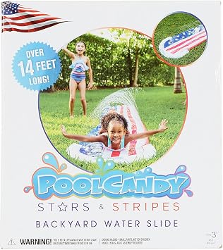 PoolCandy Stars & Stripes Kids Inflatable Backyard Water Slide with Built-in Splash Pool