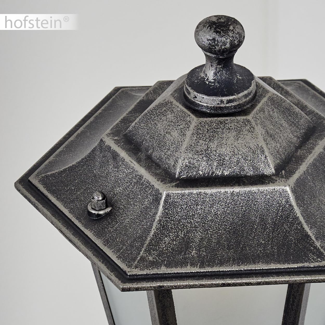 HOFSTEIN Lampa zewnętrzna Loria, oświetlenie ścieżki z metalu/szkła w kolorze czarno-srebrnym/białym, lampa zewnętrzna o wyglądzie antycznym, 99 cm, lampa ogrodowa, oświetlenie ogrodowe IP44, 1 x E27,