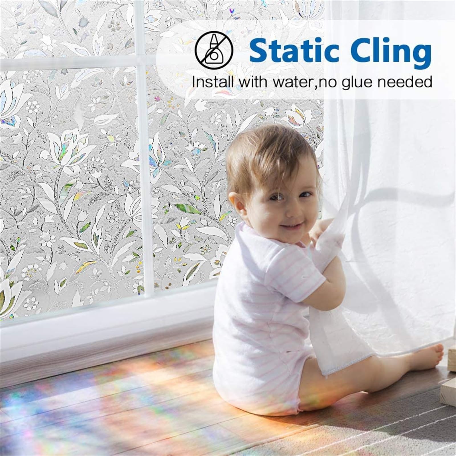 Fensterfolie Fenster-Sichtschutzfolie, mattiert, Nicht klebend, abnehmbare Glasabdeckung, undurchsichtig, statisch haftend, wärmeregulierender Türaufkleber for Zuhause Folie für Fenster(90x200 cm)
