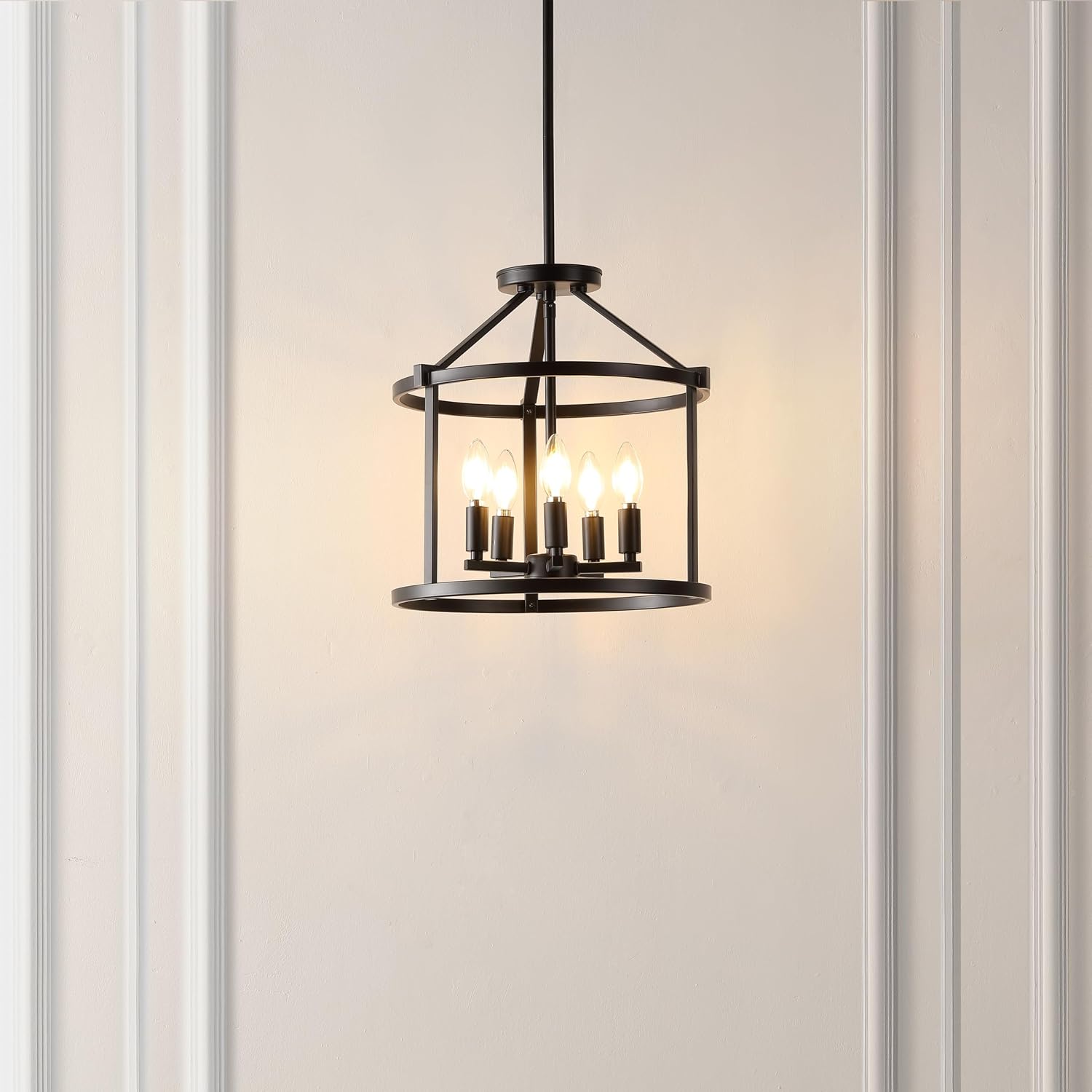 SAFAVIEH Lighting Collection Navassa Black 5-Light Adjustable Pendant Chandelier Hanging Light Fixture, Ideal for Dining Room, Kitchen Island, Entryway (LED Bulbs Included)