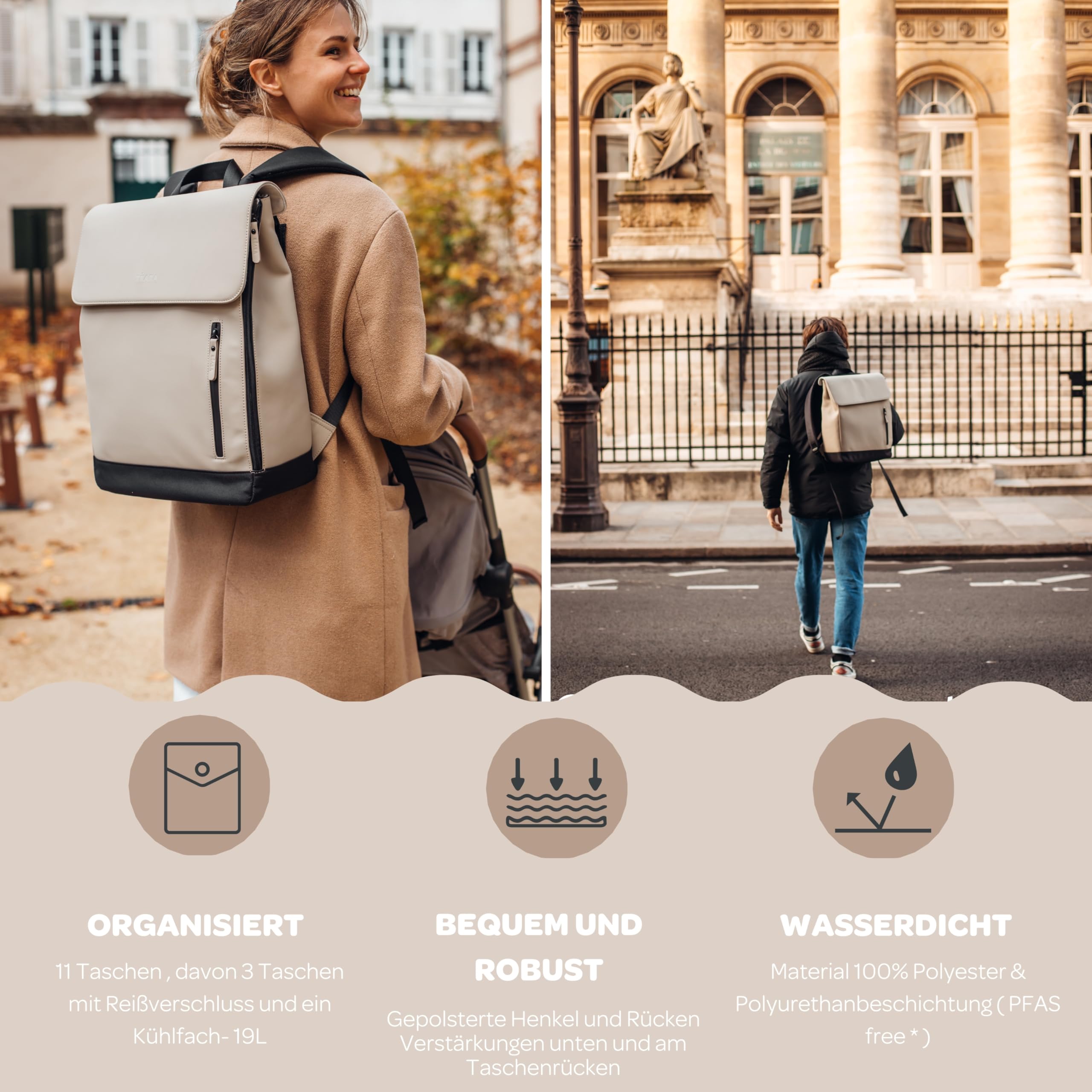 Béaba, Wickeltasche, Rucksack, Wasserdicht
