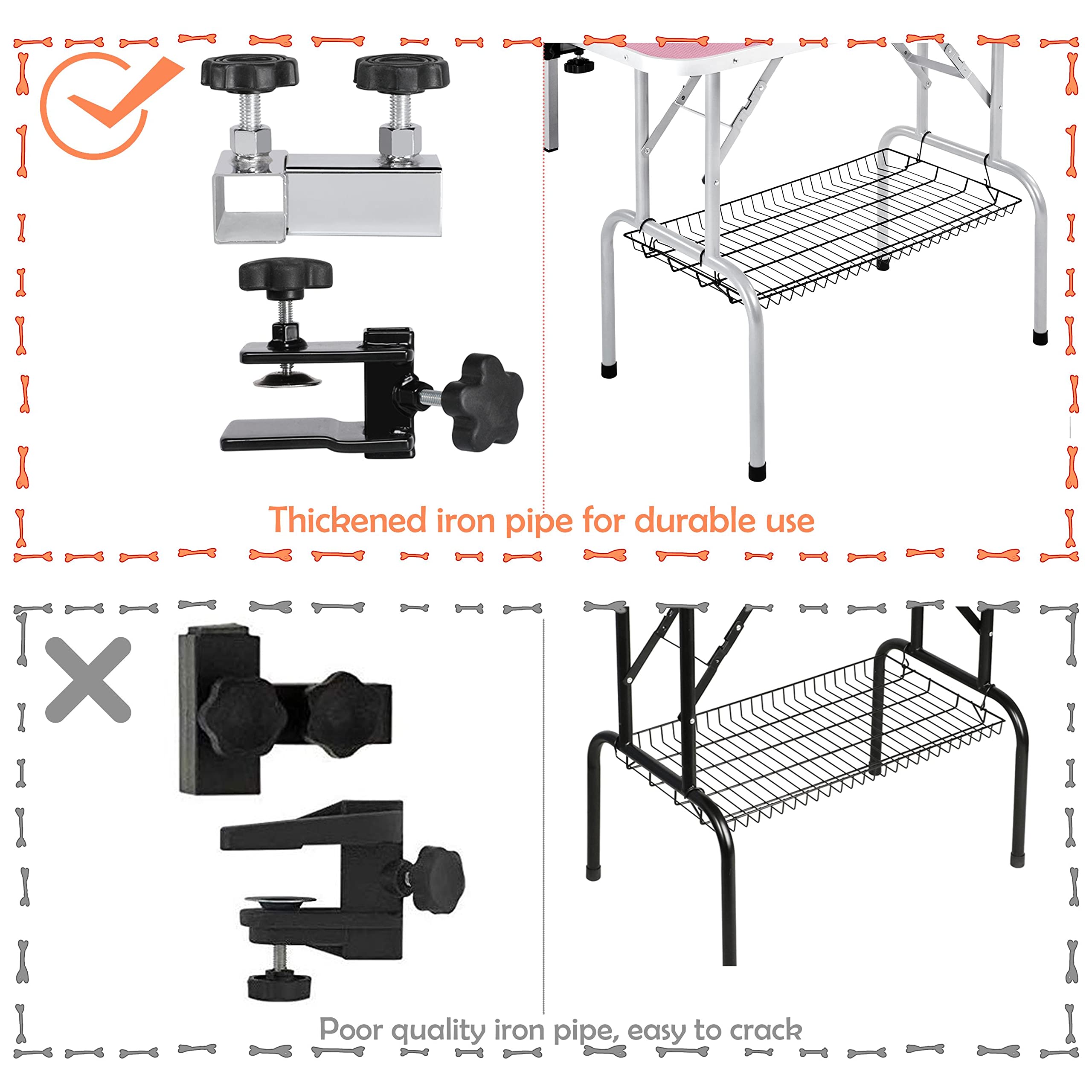 Yaheetech Altura justable Mesa de Peluquería para Canina Mesa de Tijeras Mesa de Aseo para Perros118 x 60 x 177 cm Rosa