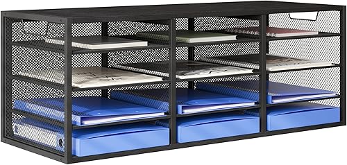 Organizador de papel tamaño carta, organizador de literatura de metal, organizador de escritorio resistente para almacenamiento, buzón de aula