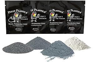 Premium 4-Step Polly Plastics Rock Tumbler Grit and Polish