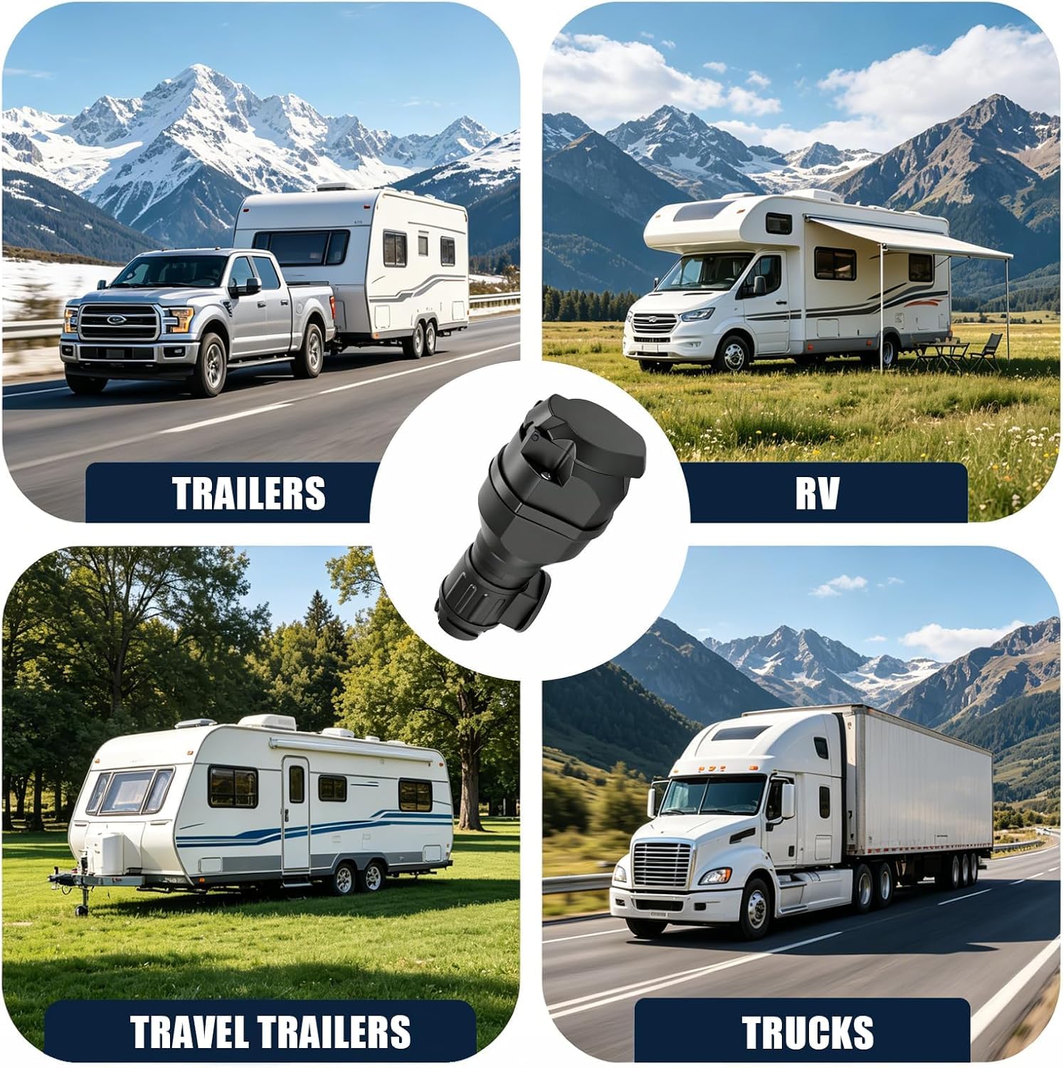 Anhänger Stecker 13 Polig auf 13 Polig Anhängeradapter 12V Steckdose 13polig - Stecker 13polig mit LED-Beleuchtung Anhängersteckerbuchse für Anhänger, Wohnmobile, PKW, Wohnwagen