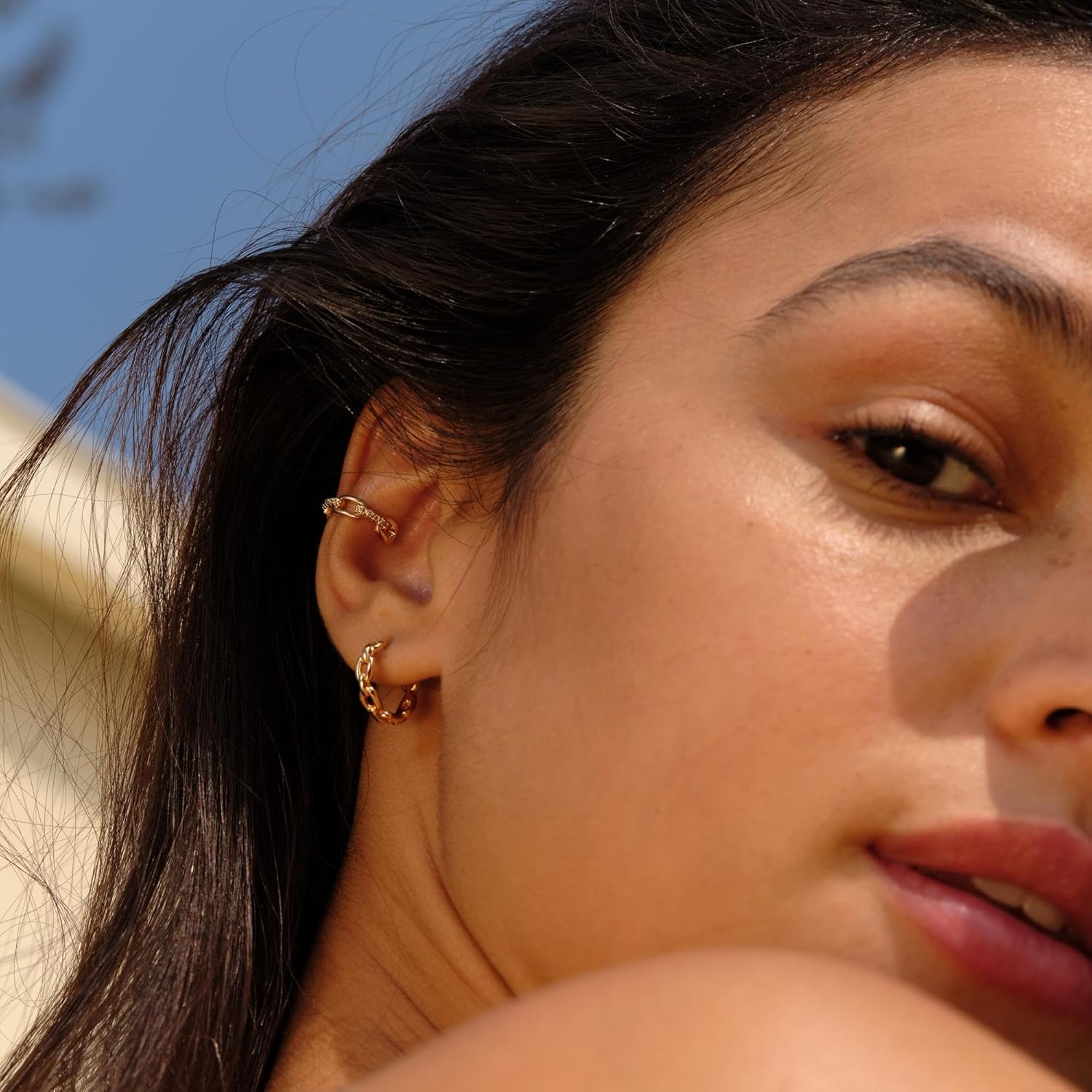 VACRONA Cubic Zirconia Huggie Earrings 14k Gold Plated Tiny Earrings Small Huggie Hoop Earrings Simple Lightweight Hoops Gift for Women