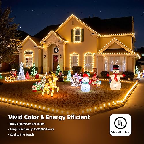 Miniatura 3 de Brightown Paquete de 2 luces de Navidad C9 C9 para exteriores, total de 162 pies, 200 luces LED C9, con sincronización y memoria, 8 modos,