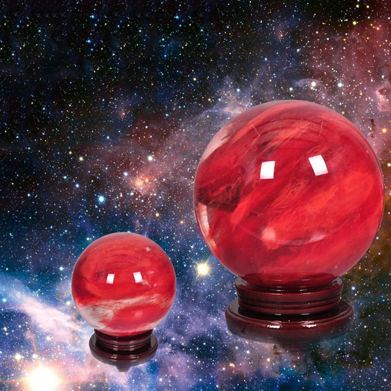 bola de cristal (en la magia occidental) Red Crystal Ball Adornos Casa de la Ciudad Divinación CRISTAL Bola Lucky Buena suerte Decoración del hogar Oficina Adornos bola de cristal(A10cm/3.93in)