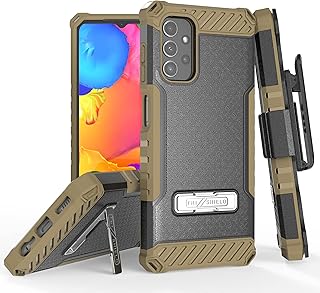 Beyond Cell Tri-Shield Kickstand Phone Case with Belt Clip Holster Compatible with Samsung Galaxy A13 5G Military Grade Drop Tested Rugged High Impact Full Body Shockproof Flat Dark Earth