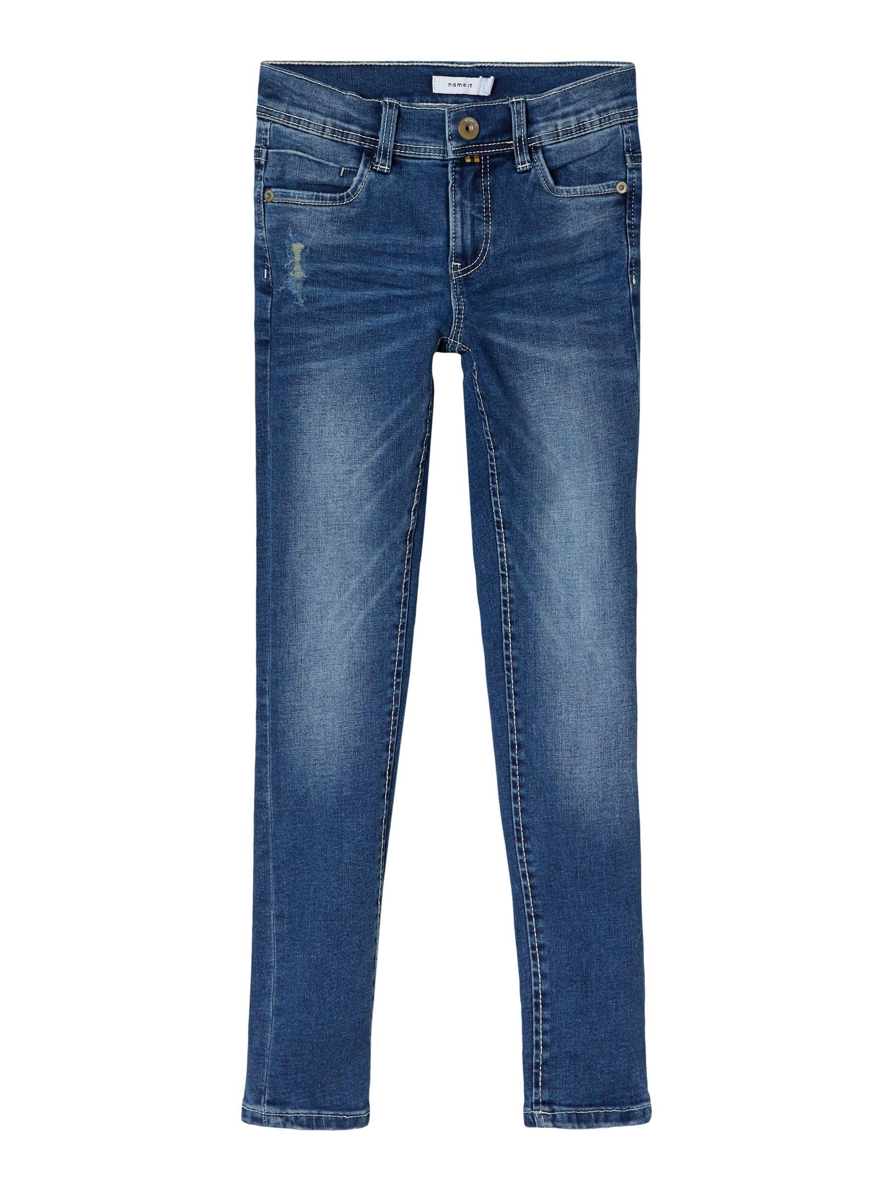 NAME IT Jungen Skinny Fit Jeans Im Used-Look – Stretch-Denim Aus Bio-Baumwolle