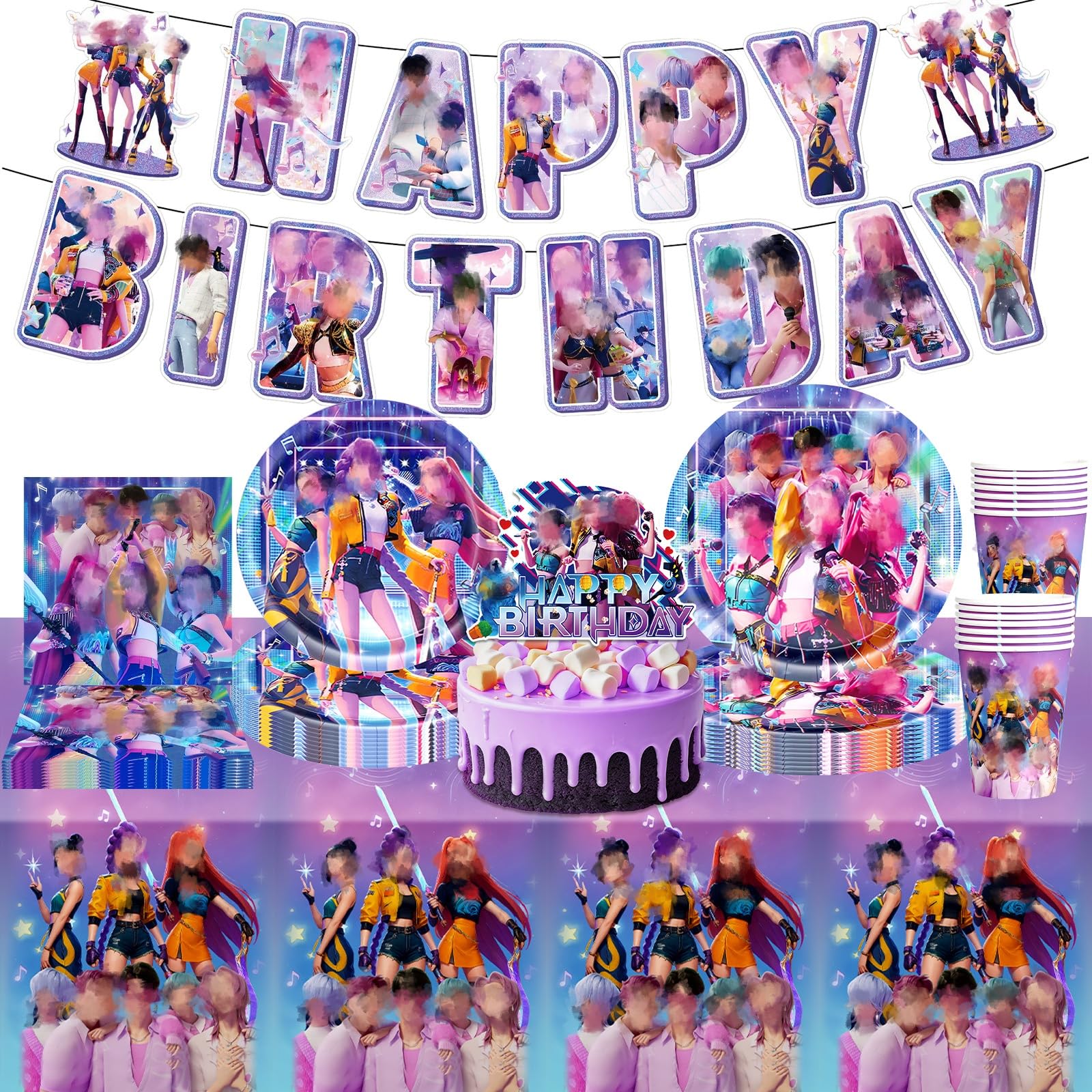 lmt Balloon 51PCS Birthday Party Decoration - Kids Birthday Banner, Balloons, Cake Topper, Character Decorations for Girls & Boys Parties
