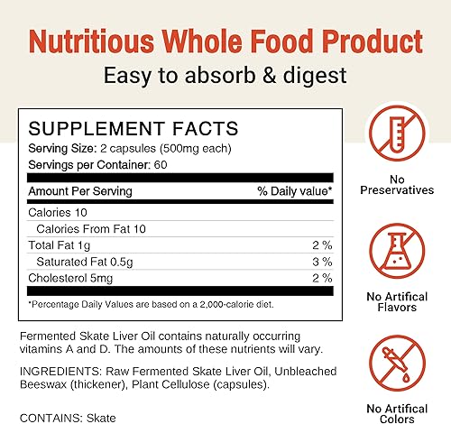 Miniatura 6 de Green Pasture Fermented Skate Liver Oil - 120 Capsules