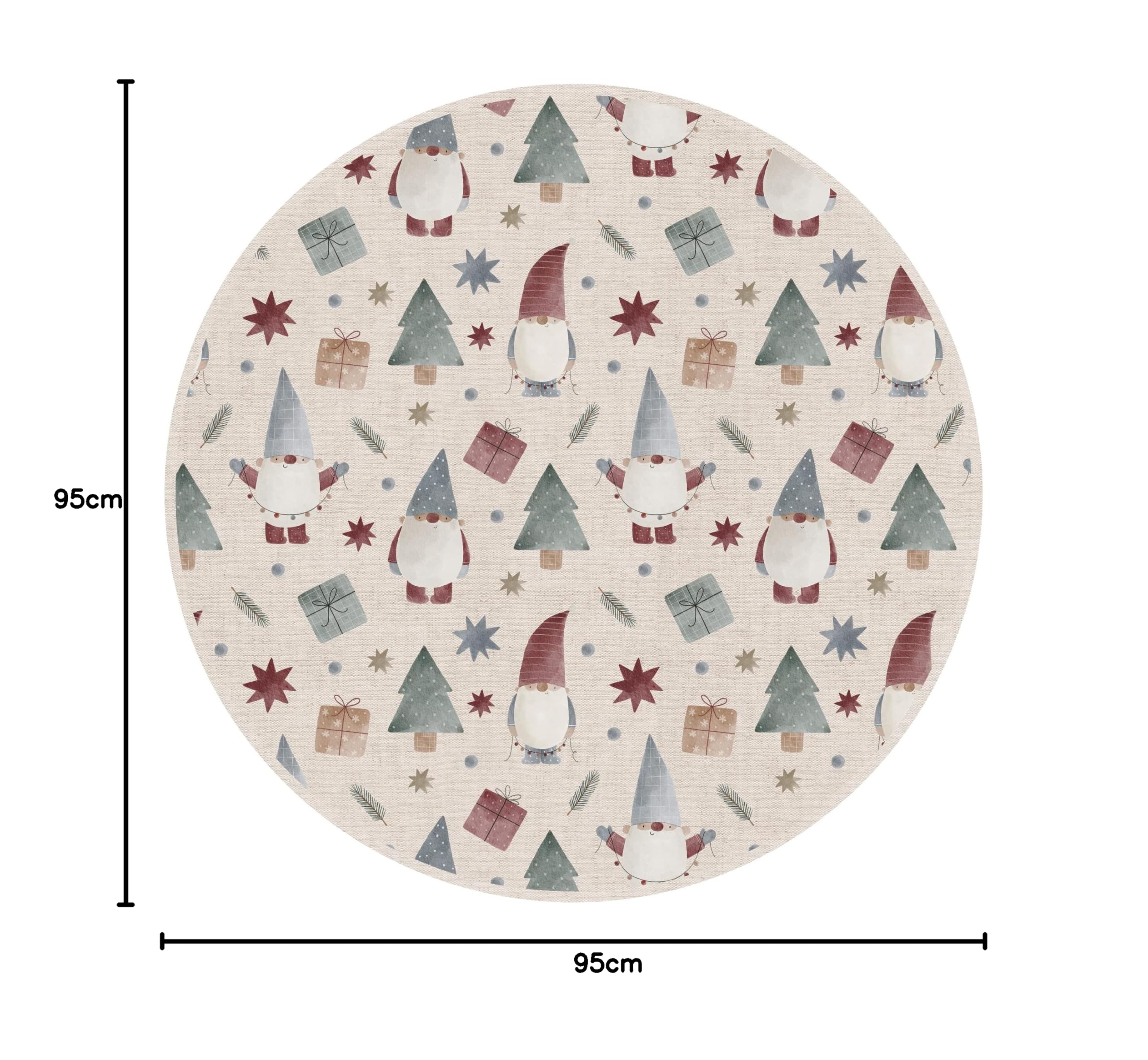 VINILIKO Design | Alfombra Vinílica Redonda Gnomos sobre Tela [Diam] 95 cm - Antideslizante, Impermeable, Lavable - Varios Tamaños - Alfombra Vinilo Salón, Cocina