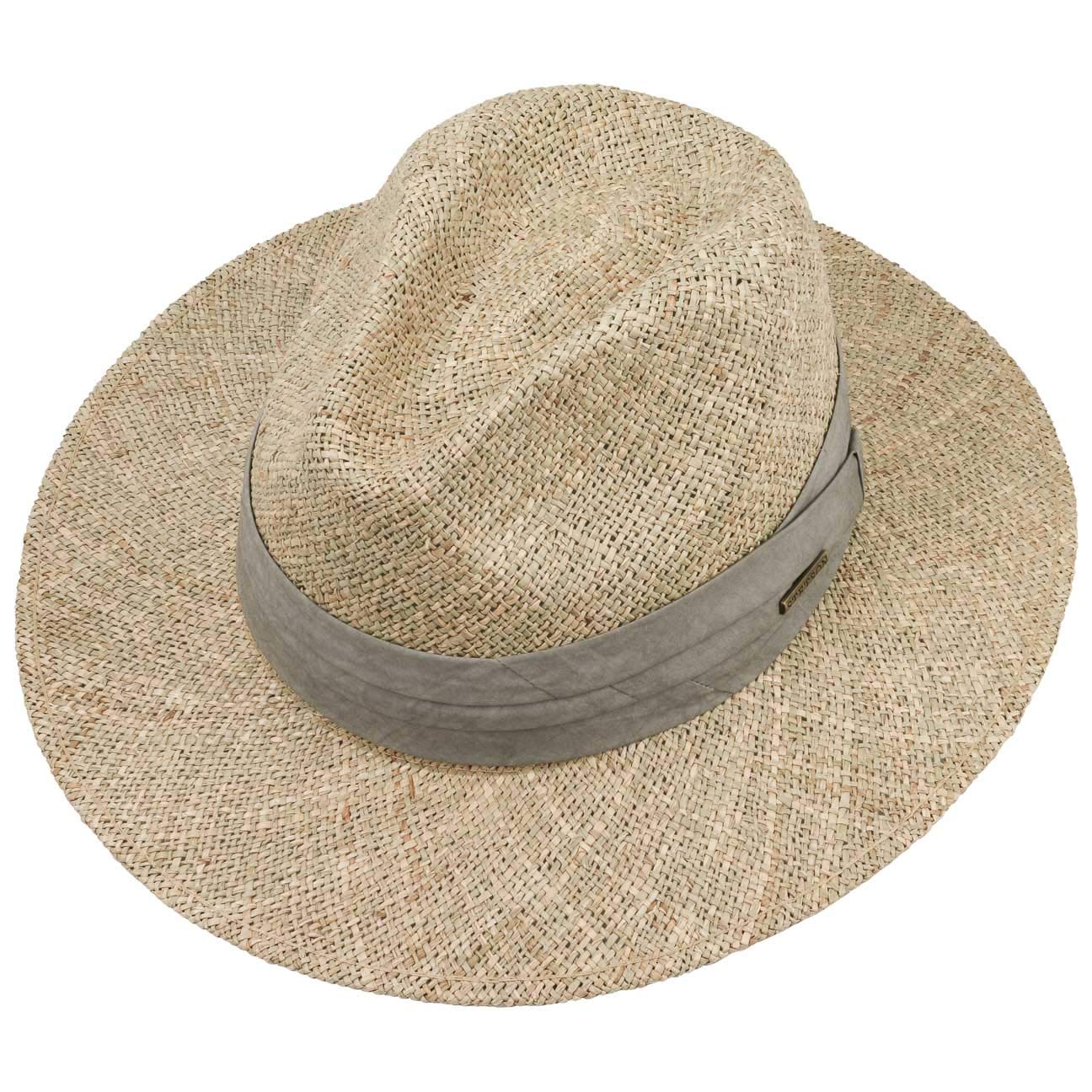 Stetson Caney Seagrass Traveller Herrenhut Sonnenhut mit elegantem Garniturband Unifarbener Strohhut Frühjahr Sommer