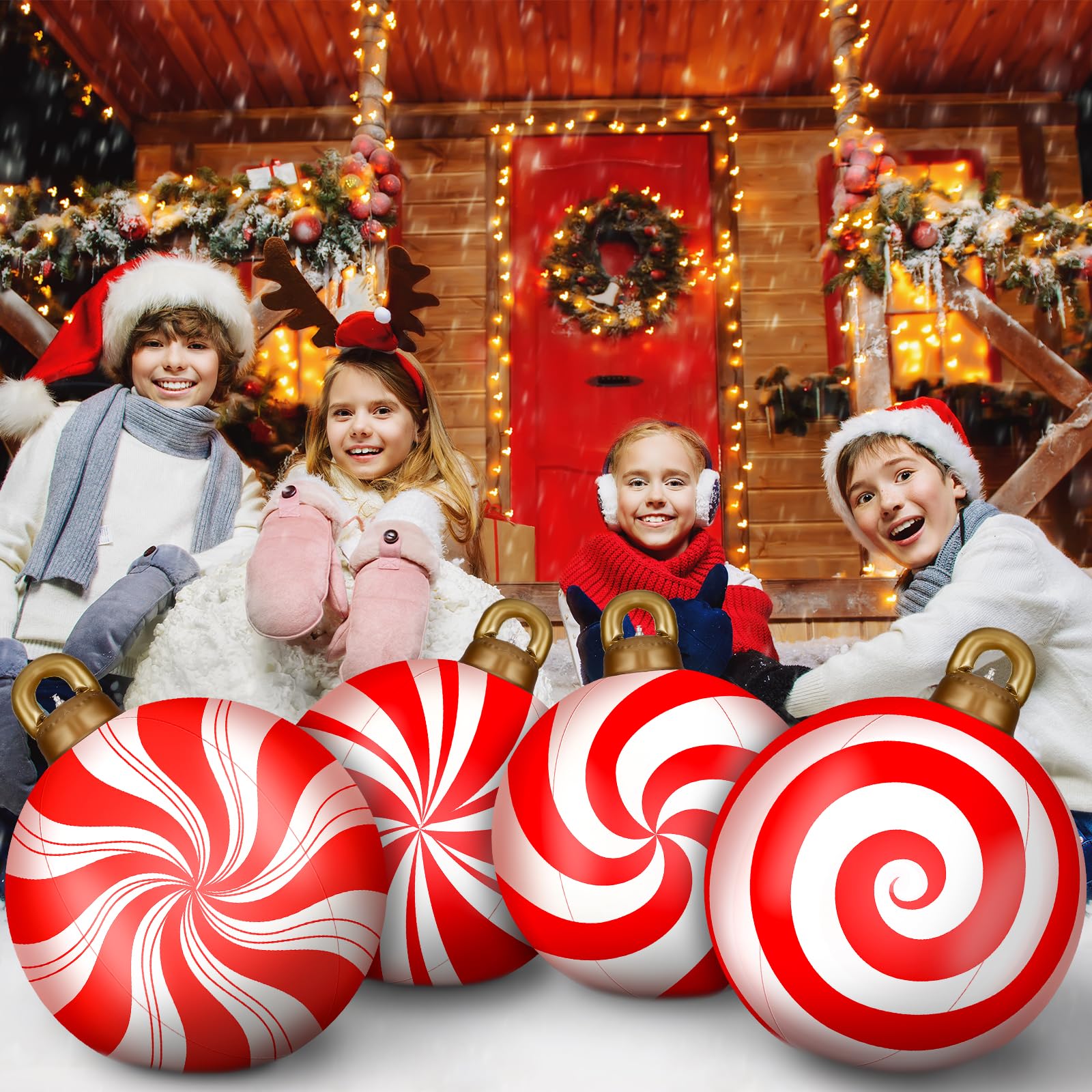 Snapklik.com : Jetec 4 Pcs Giant Inflatable Christmas Ball Large Xmas ...