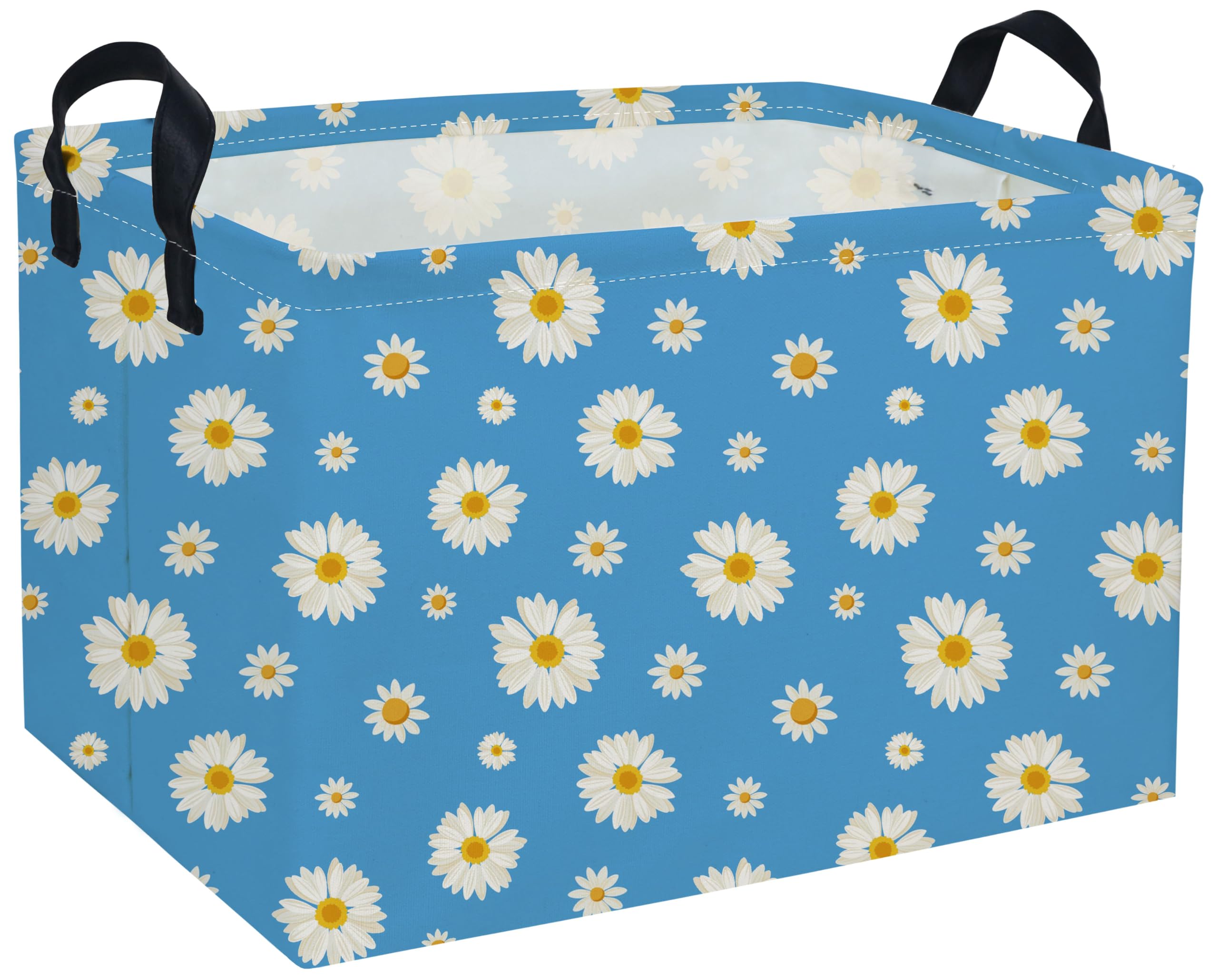 DDBASKET Rectangular Flower Baskets Cute Storage Bins Organizer Box Girls Room Decor for Home.(Blue flower)