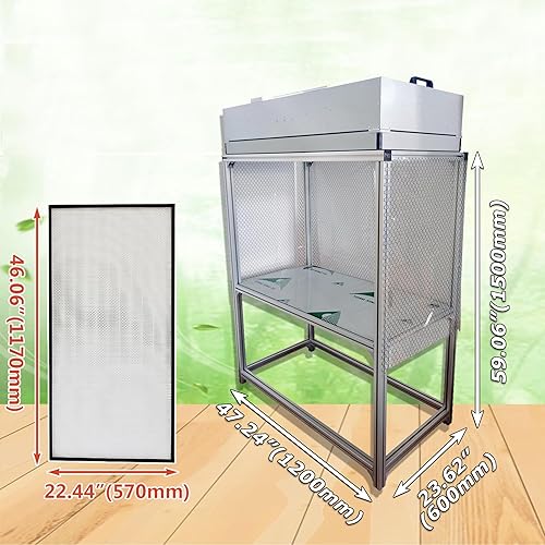 Miniatura 2 de Campana de flujo laminar vertical con flujo de aire, estación de trabajo limpia con ventilador de hoja de aluminio HEPA, volumen de aire nominal