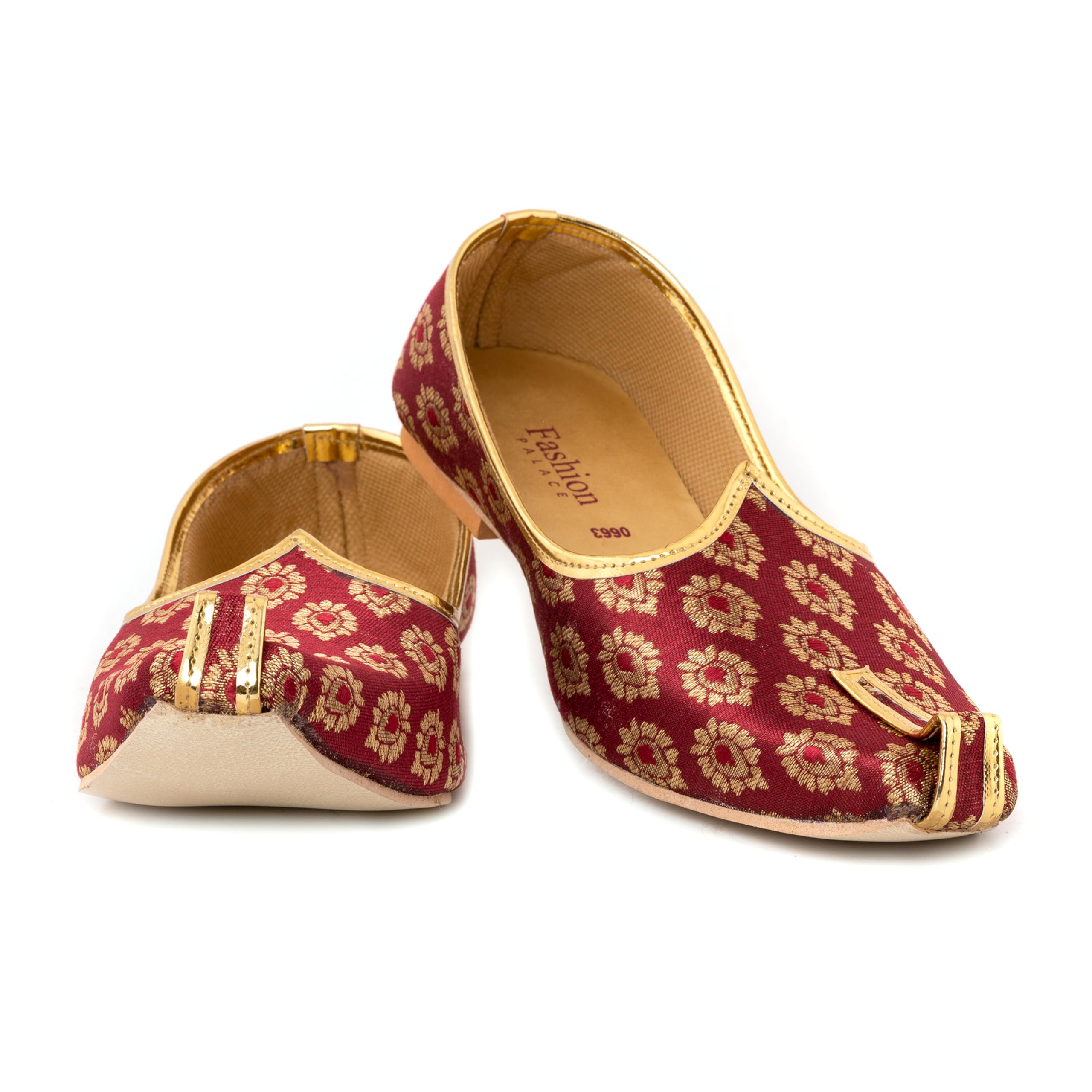 Fashion Palace NAGRA,Mojari,Sherwani Shoes for Men (Cherry)
