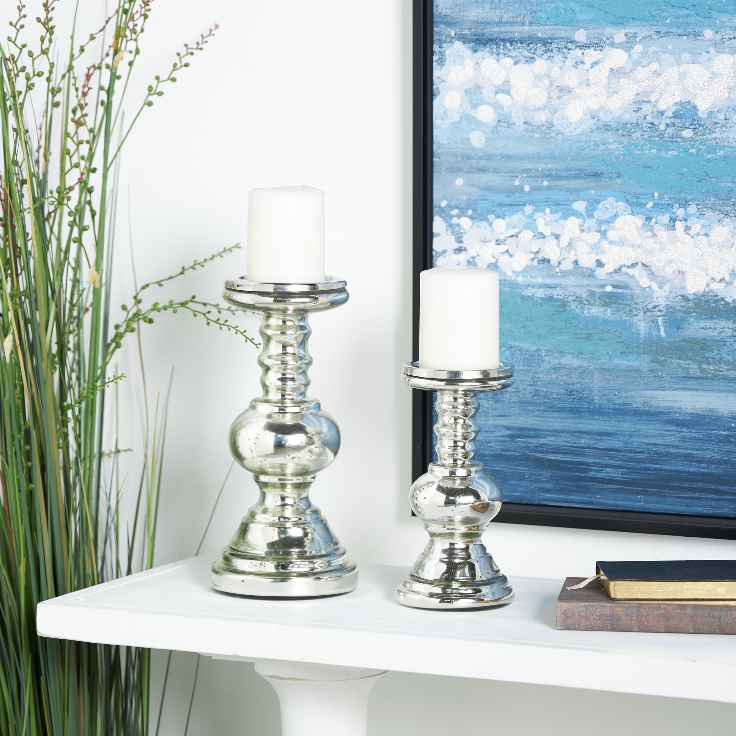 Benzara Enticing Set of Two Glass Candle Holder