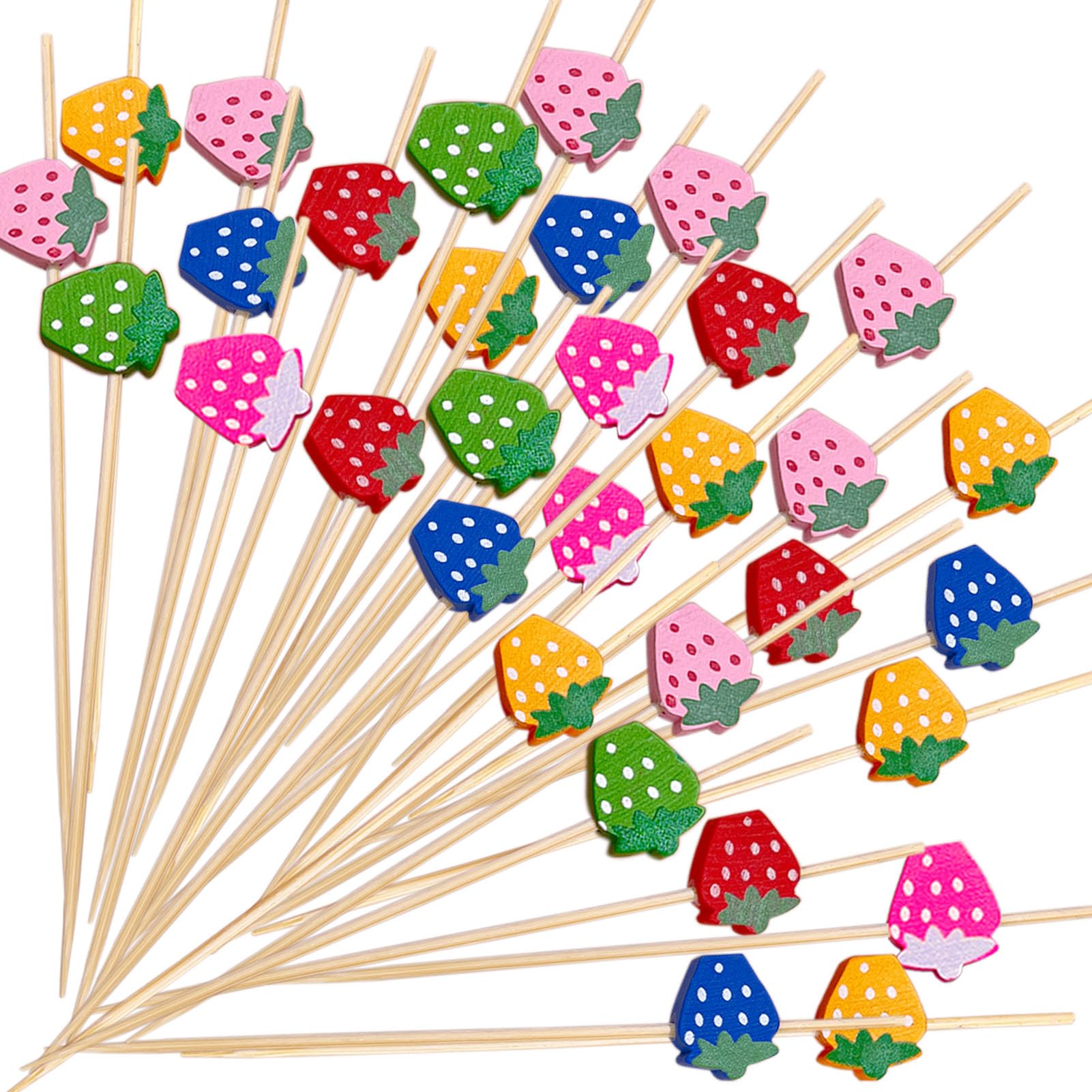 100pcs Cocktail Picks, 4.7" Long Bamboo Fruit Sticks Food Toothpicks Sandwich Appetizer Charcuterie Skewers for Birthday, Wedding Decoration Party