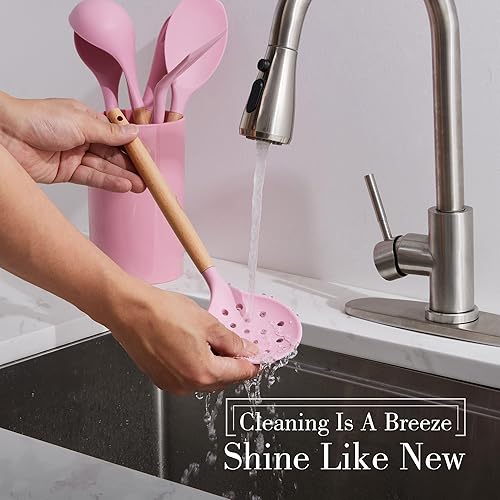 Miniatura 8 de LIANYU - Juego de utensilios de cocina de silicona, 15 piezas, resistentes al calor, con soporte, utensilios de cocina para utensilios de cocina