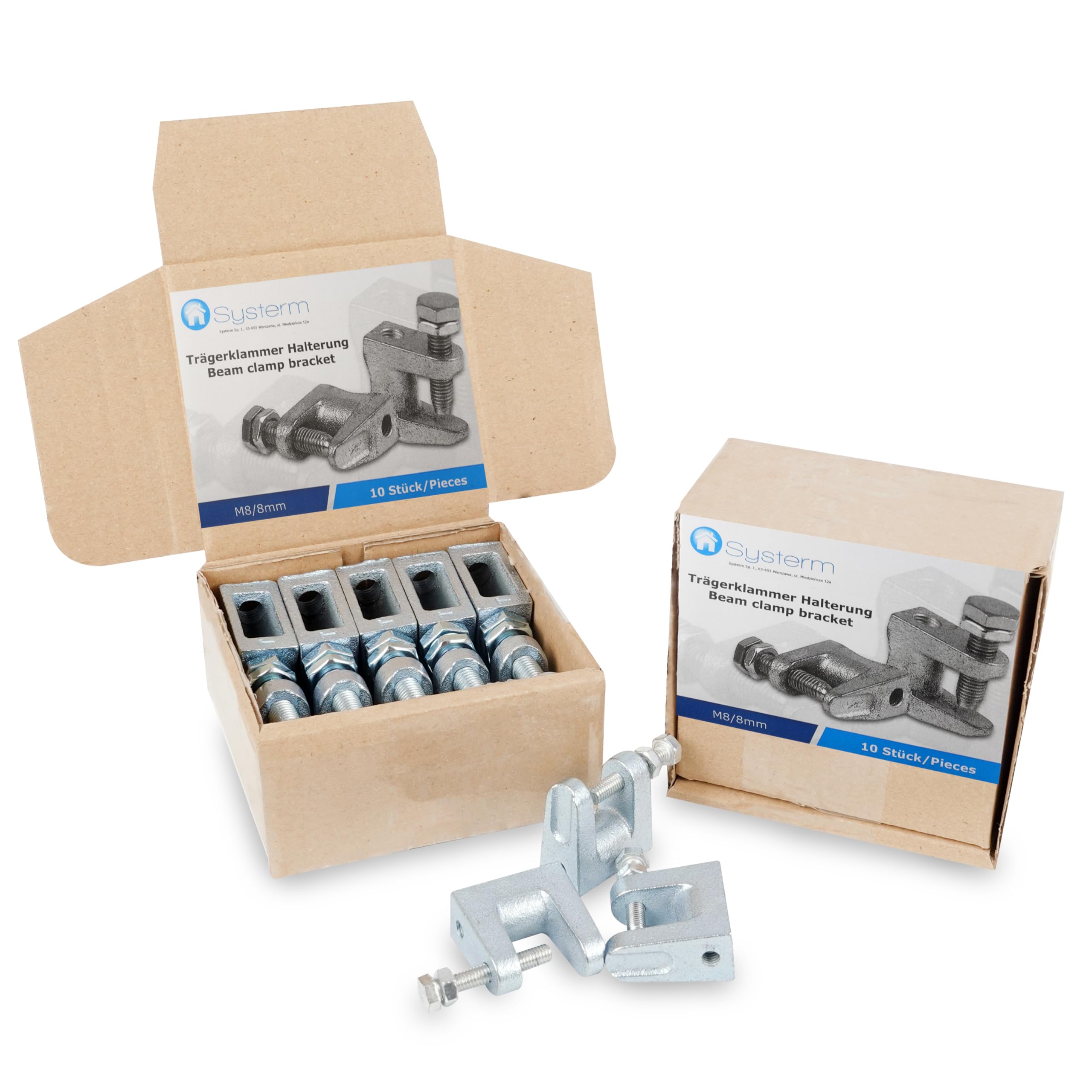 SYSTERM Lot de 10 supports de serrage en acier galvanisé pour ventilation et autres systèmes M8 (8 mm).