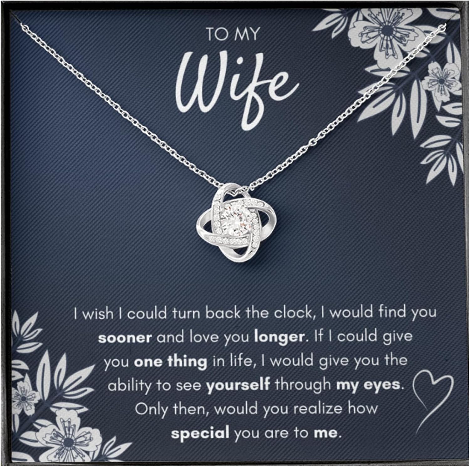 OC9 Gifts To My Badass Wife Crown Love Knot Pendant Valentines Day Anniversary Jewelry With Message Card and Gift Box