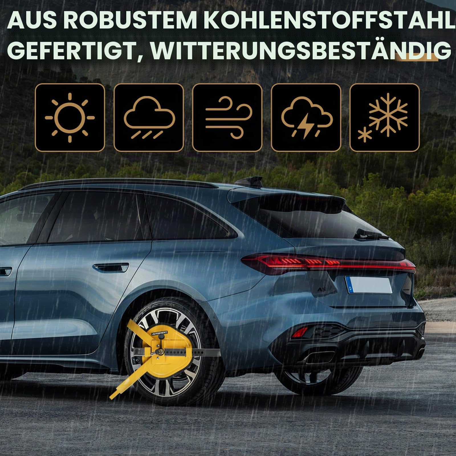 Wegfahrsperre Radkralle Rad Defender Schloss Klemme Reifen Schloss 13-17" Auto Caravan Anhänger Sicherheit Schlüssel
