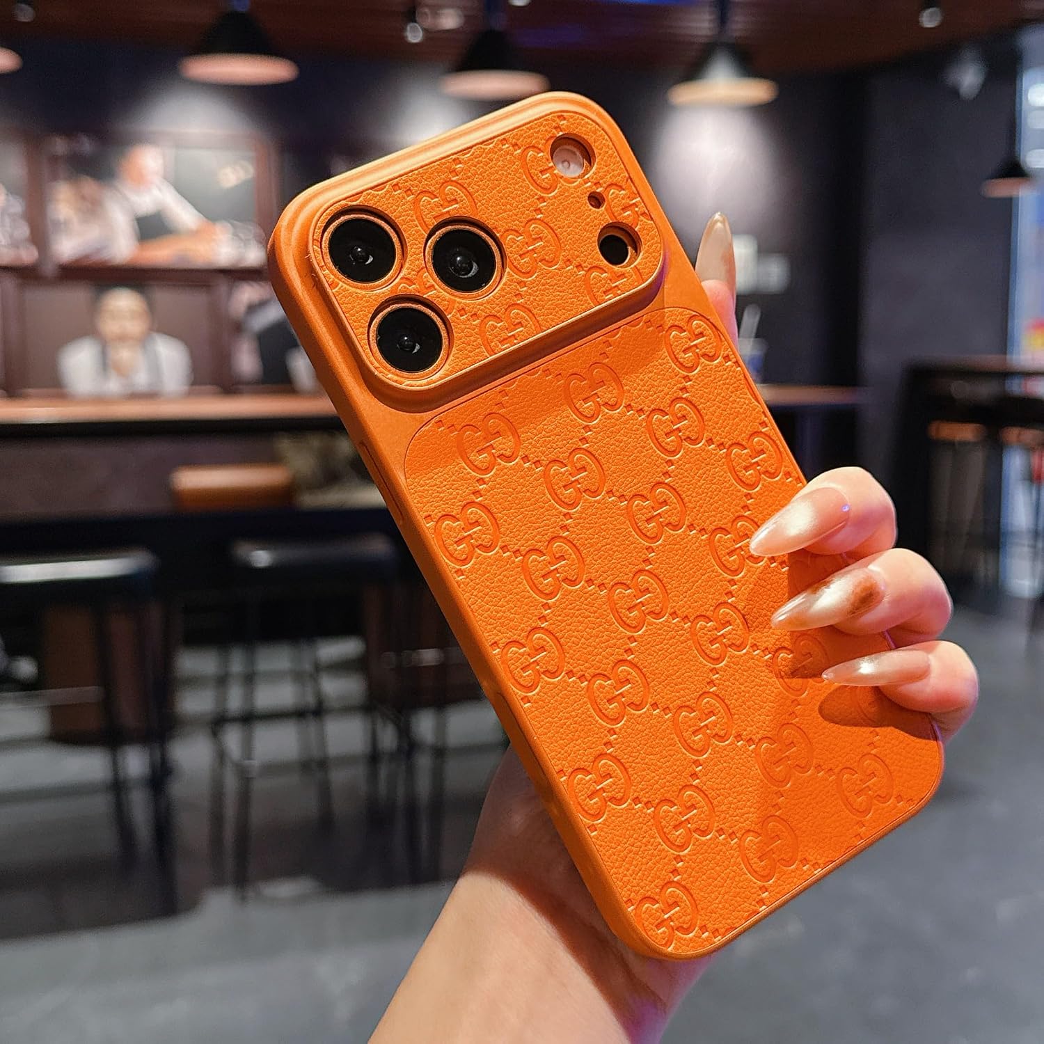 Designer Leather Case for iPhone 17 Pro,Orange image 2