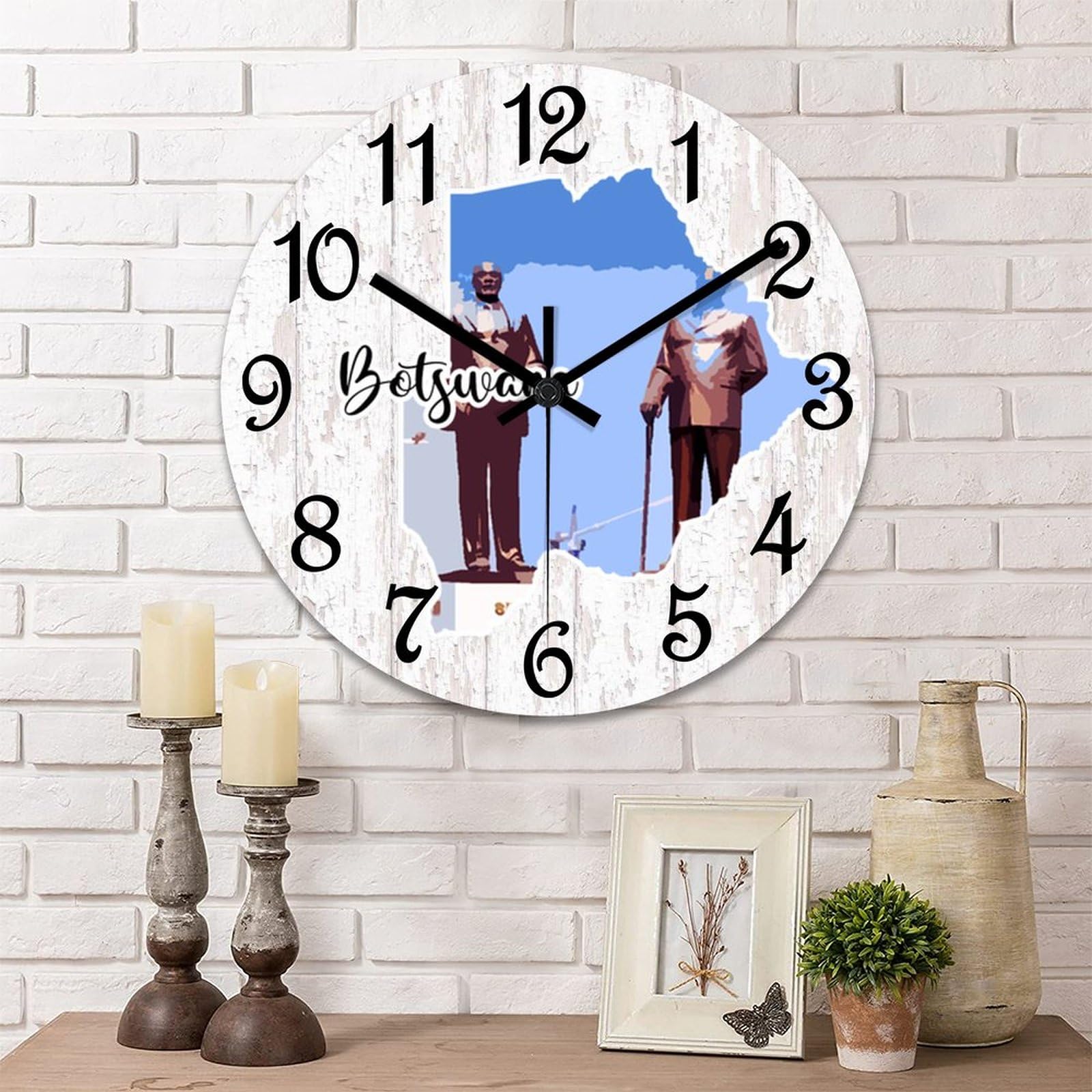 Reloj de mapa de Botswana elegante y moderno en formato redondo de 15 pulgadas 1
