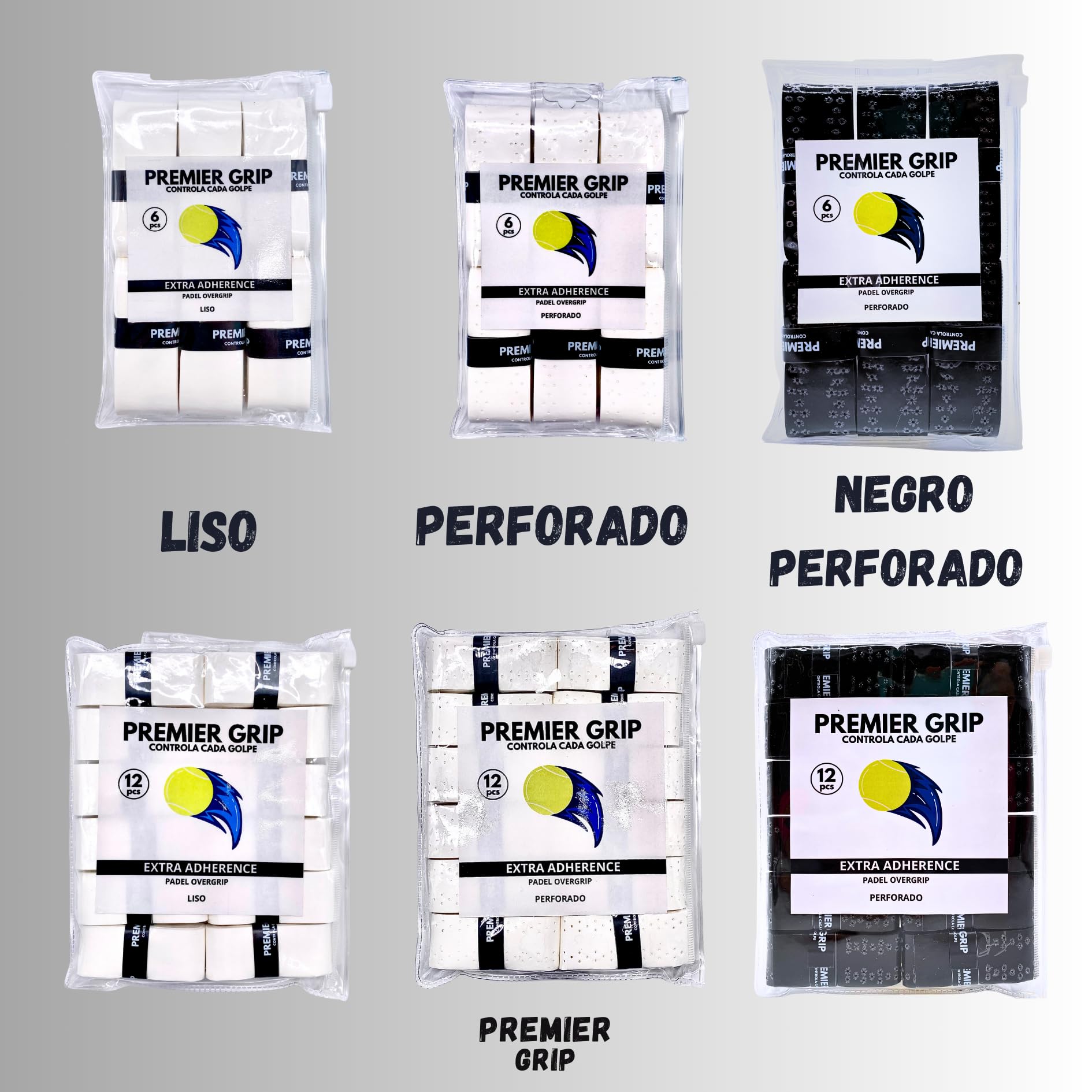 Grip Perforado Padel Overgrip Paquete 6/12 Unidades Antideslizante Absorción Sudor