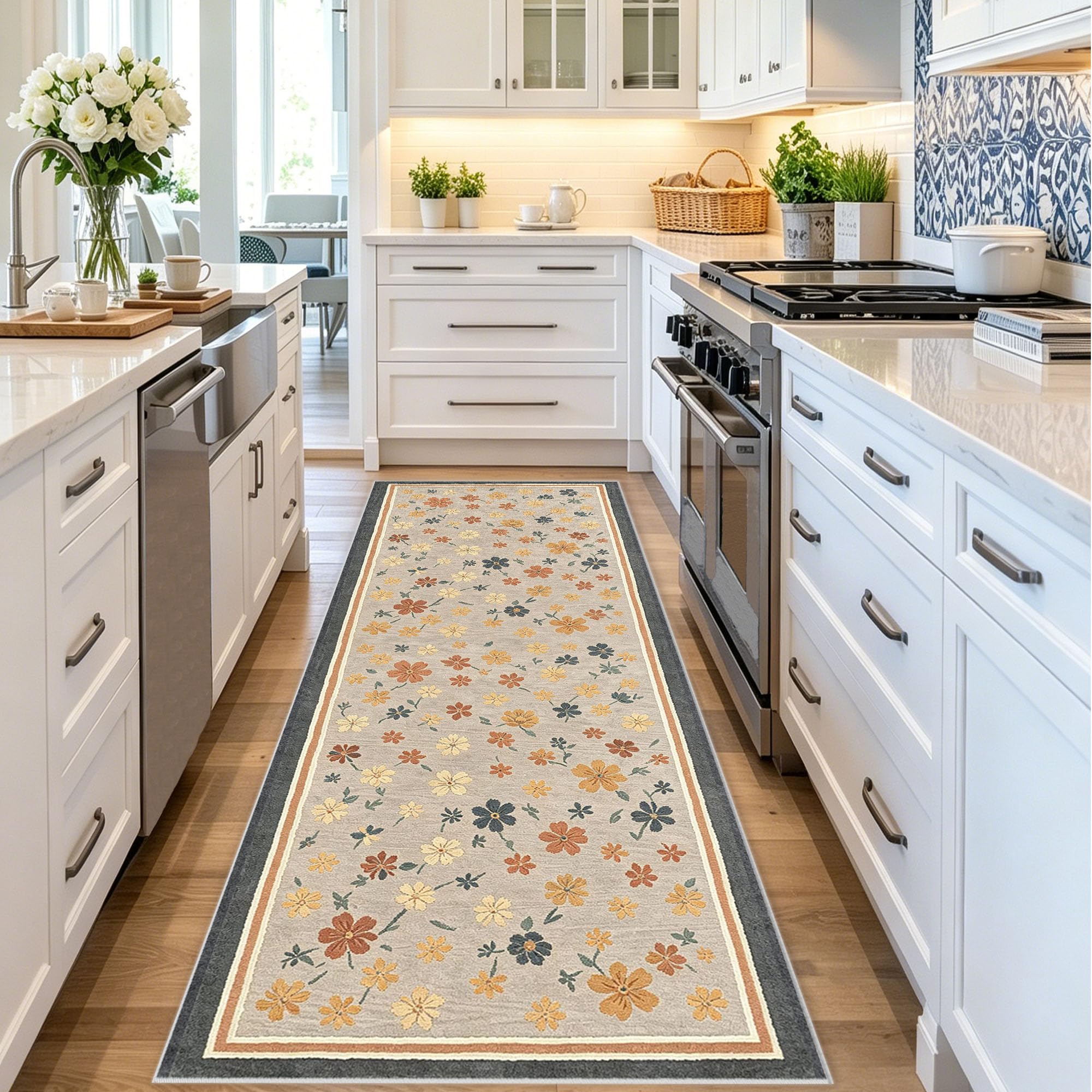 Alfombra cocina de 90 x 280 cm lavable para un pasillo transitable y una entrada limpia
