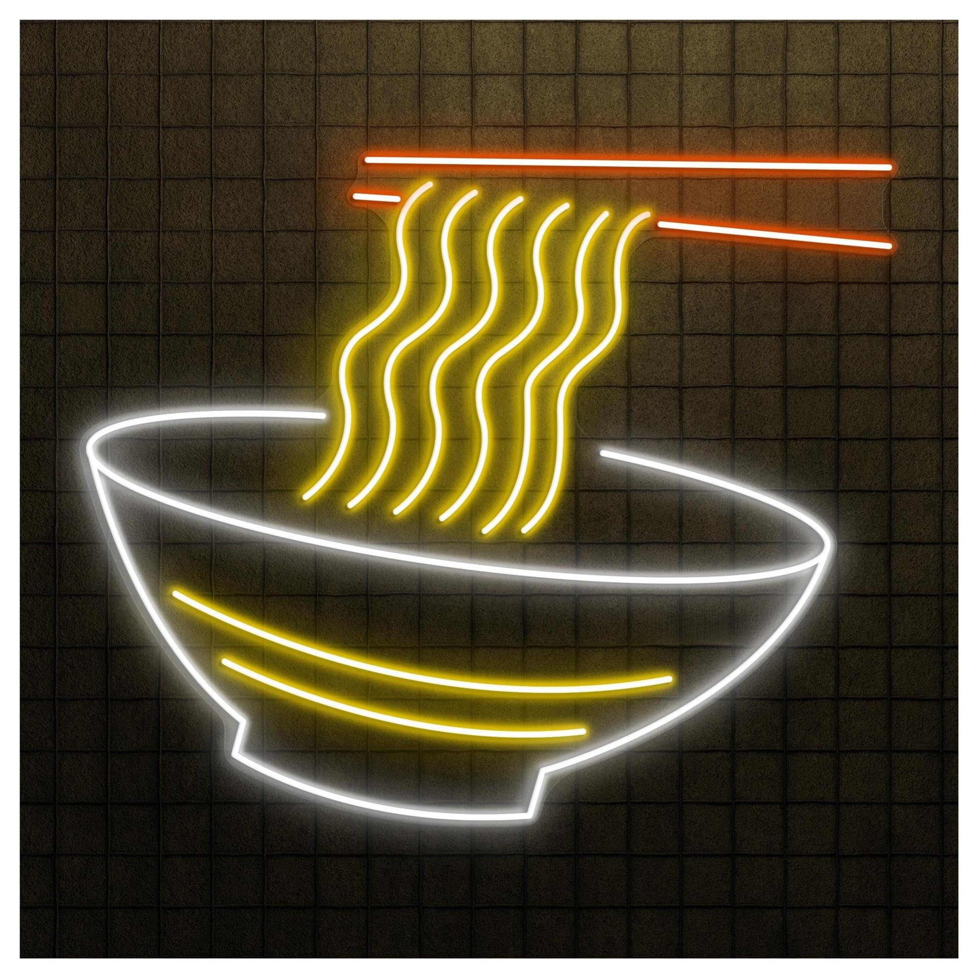 RONGCH Hanging Art Signs Ramen Neon Sign Japanese Noodle LED Light Food Shop Wall Decor Restaurant Deli Market Kitchen Home Hanging 48cm