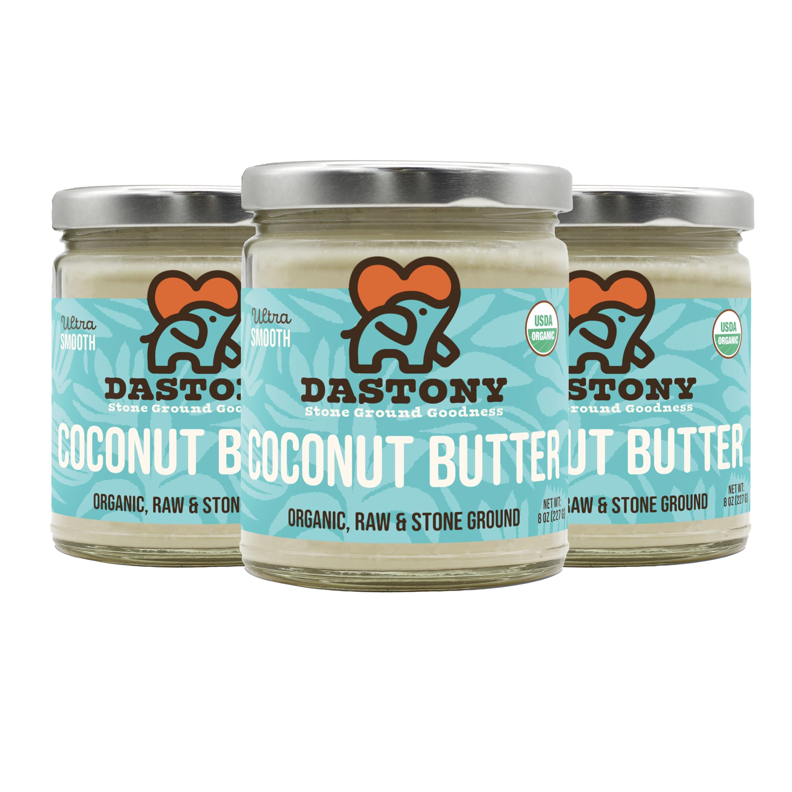 Dastony Organic Raw Coconut Butter, 8 oz | Only One Ingredient | Vegan, Paleo and Keto Friendly, Non GMO, Gluten-free - Pack of 3
