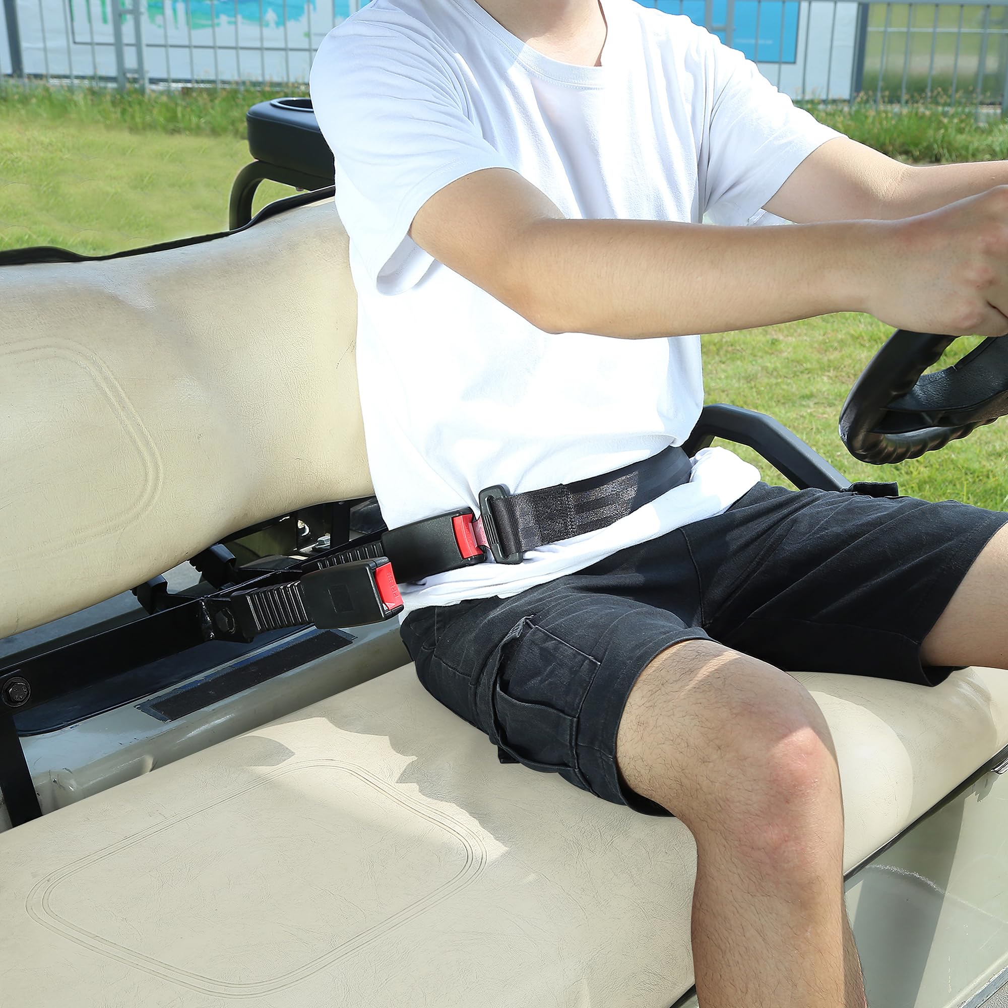 10L0L Universal Golf Cart Seat Belts, 42" Retractable Belts with Bracket Street-Legal Upgrades Fits (2+2) /(4+2) Passenger for Yamaha EZGO TXT RXV Club Car DS EV Star Most Golf Carts Front/Rear Seat