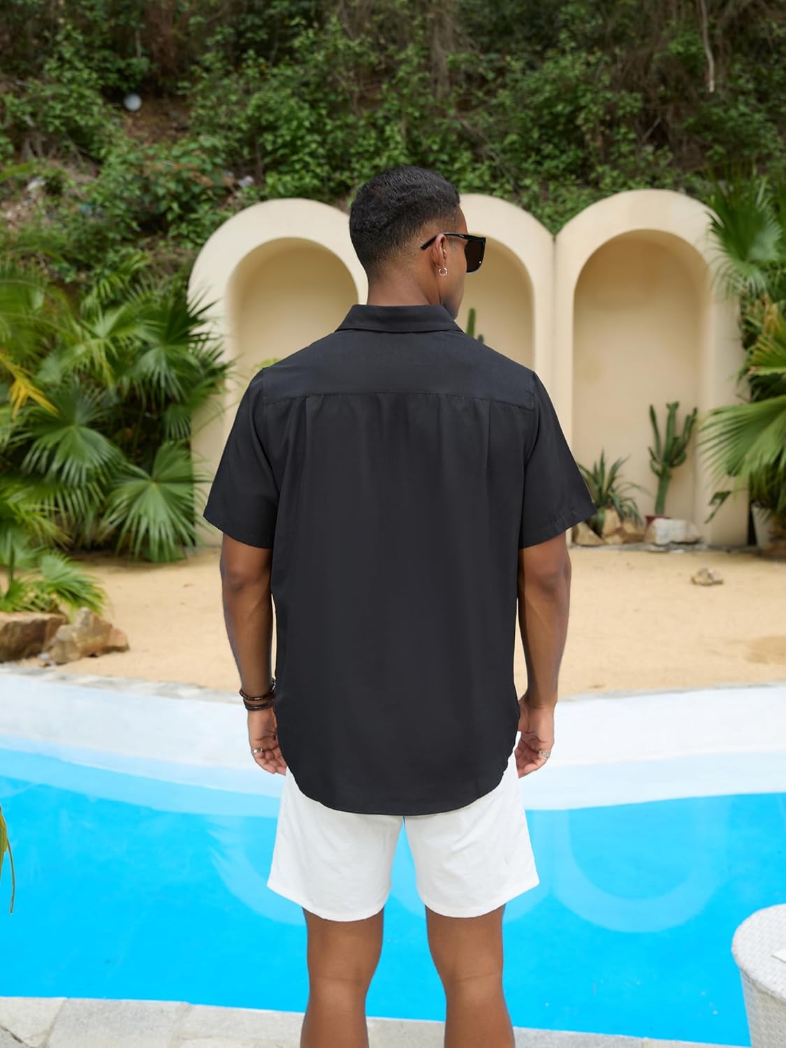 GSOU SNOW Mens Fishing Shirts Short Sleeve Button Up Hiking Shirt Cooling Quick Dry Vented - Image 3