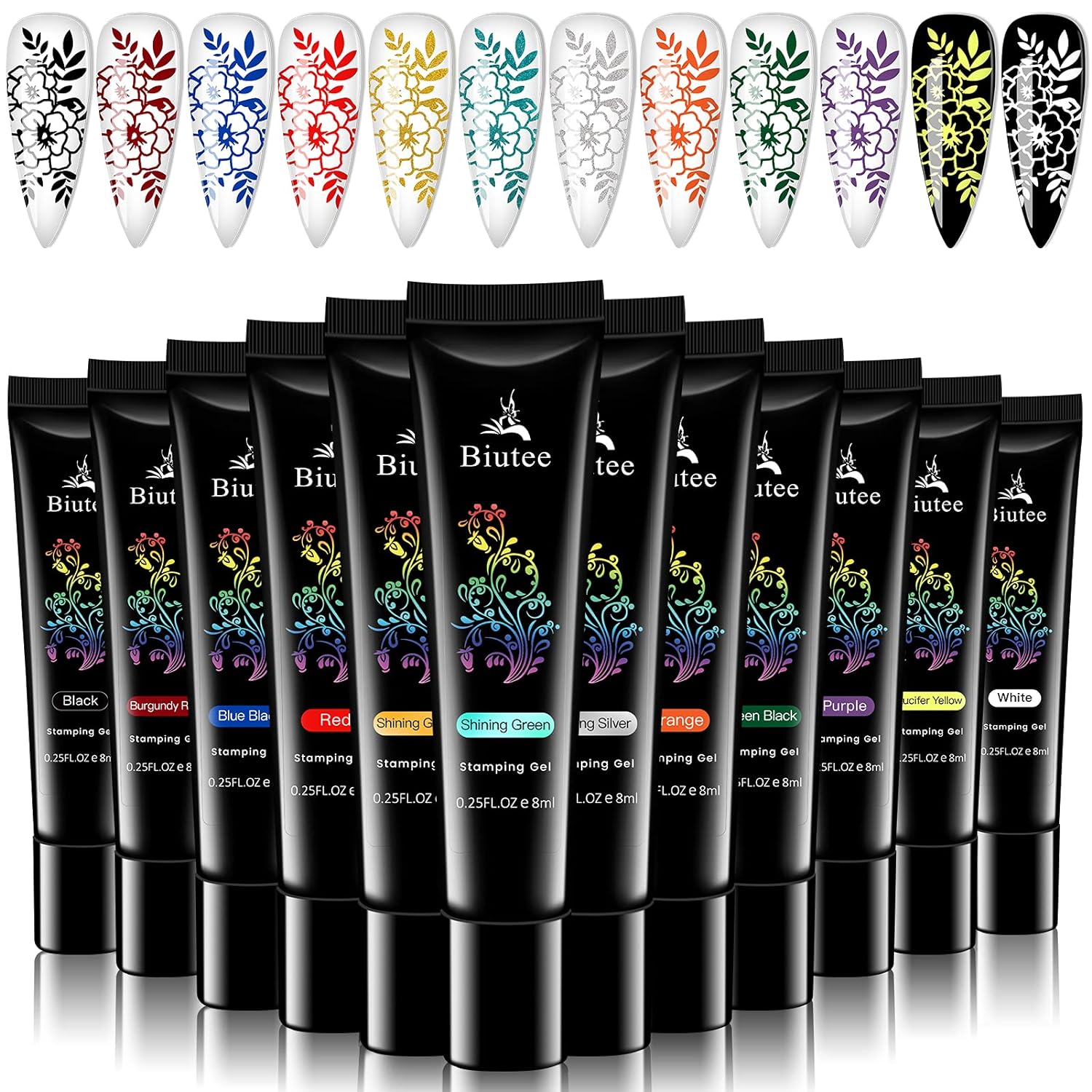 SEISSO Esmaltes para Estampado UV, 12 Colores, 0.25 Fl Oz Cada uno