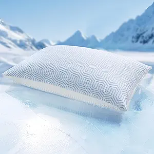 puredown® Cooling Goose Feather Down Pillow, Set of 1, Queen Size Bed Pillow Insert with Soft Cooling Pillowcase for Cool Sleep