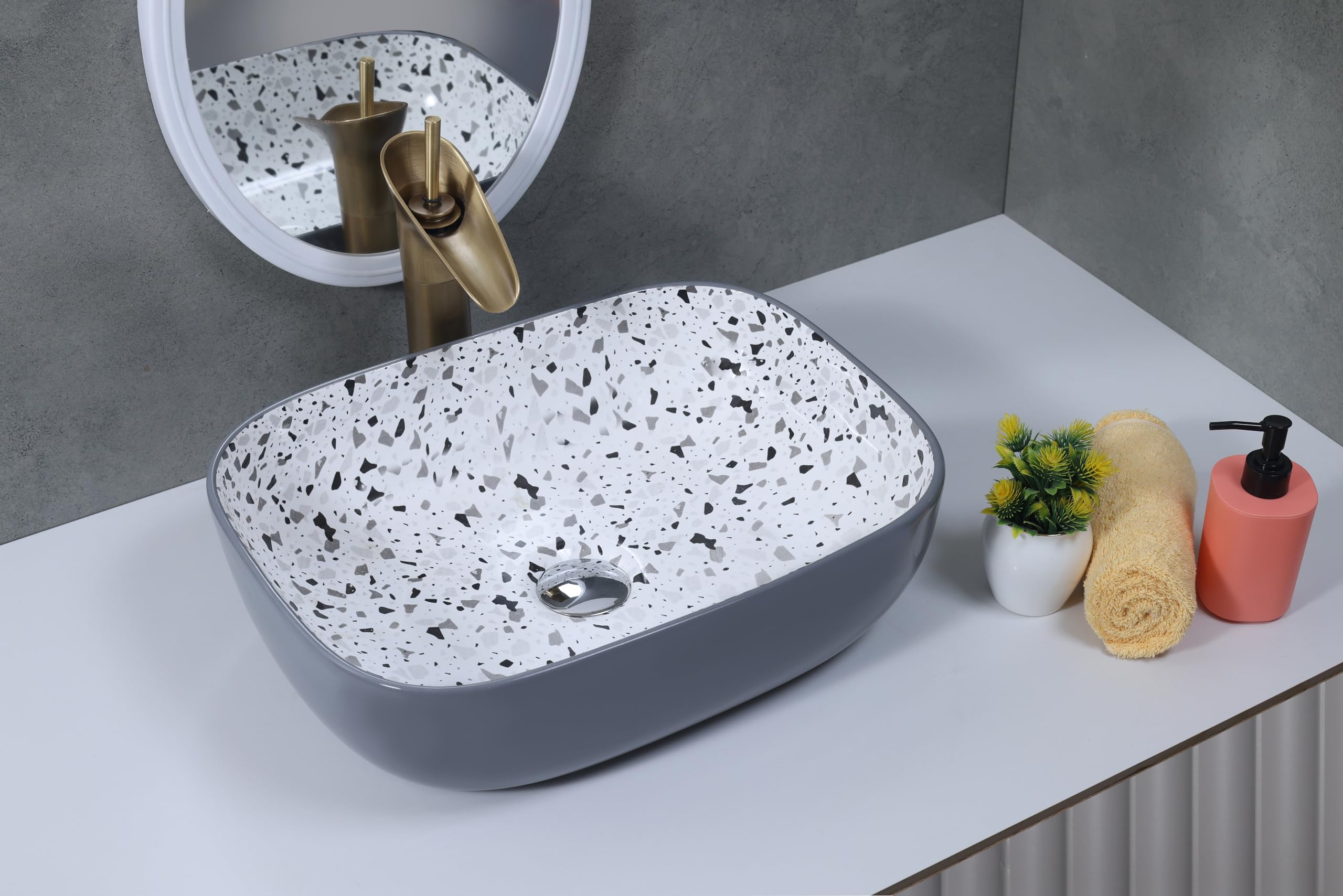 See full amazon price history chart for OSOSAM Designer Ceramic Countertop Wash Basin Table Top Vessel Sink for Bathroom, Hotel, Living Room (18 x 13 x 5.5 Inch, White & Grey) OSOSAM Designer Ceramic Countertop Wash Basin Table Top Vessel Sink for Bathroom, Hotel, Living Room (18 x 13 x 5.5 Inch, White & Grey) (B0CQSXYRXD) Amazon Price History, Amazon Price Tracker