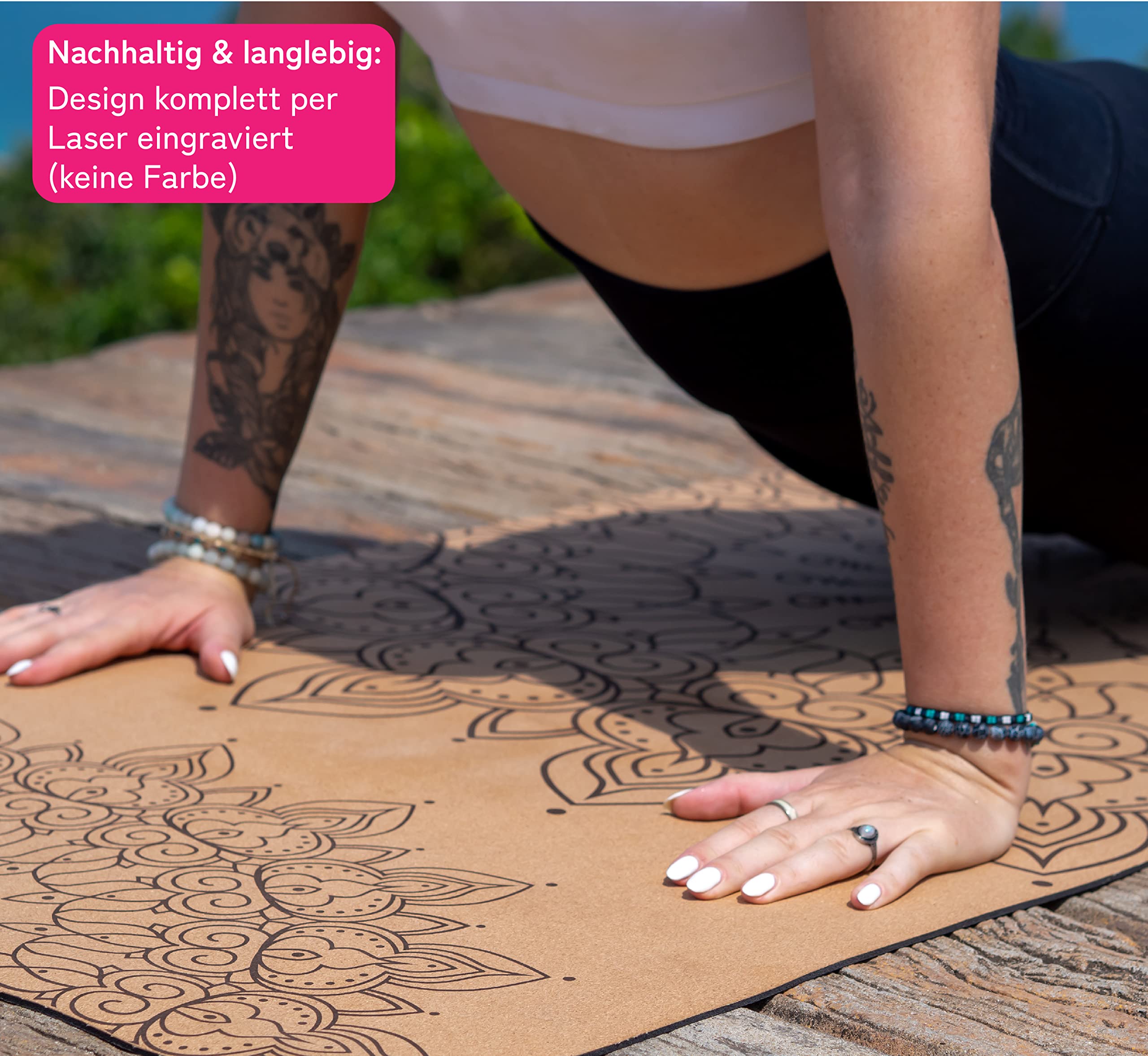 Premium Yogamatte Kork | Naturkautschuk & Kork | inkl. Tragegurt | Yoga Matte Kork: natürlich rutschfest | robust & langlebig | 183 x 66 x 0,4cm | inkl. Tragegurt | Yoga Matte rutschfest