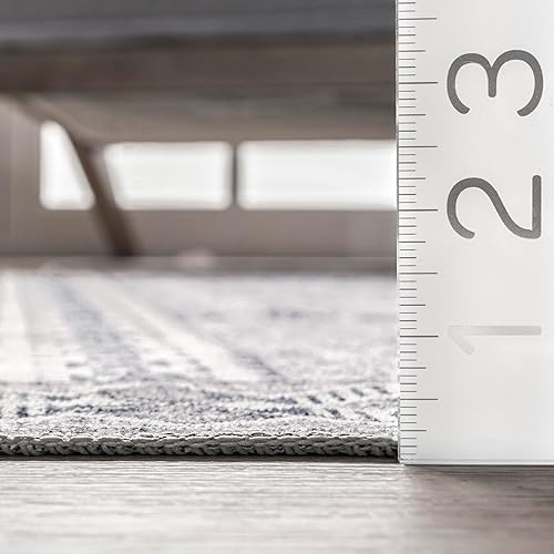 Miniatura 2 de nuLOOM Jenine Southwestern - Alfombra lavable a máquina, 2 pies 6 pulgadas x 8 pies, color gris