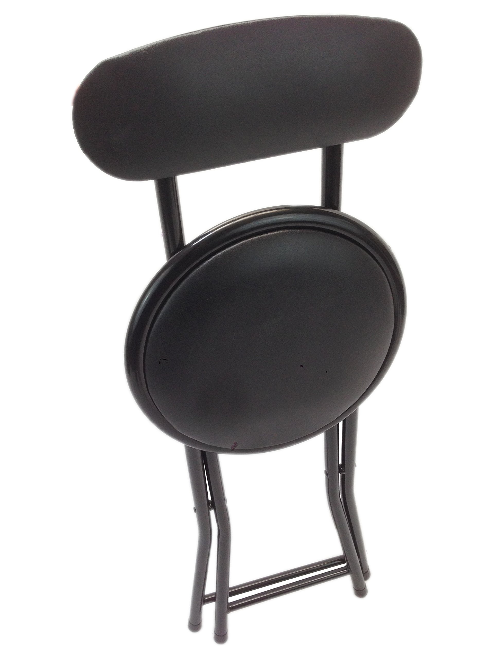 Unique Imports Portable Small Black Folding Chair Padded with Lock Mechanism Easy Storage and