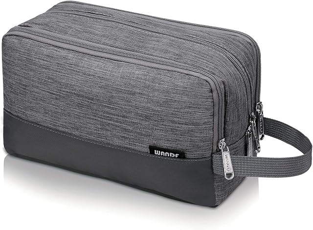 Toiletry Bag Small Nylon Dopp Kit Lightweight Shaving Bag for Men and Women (Cationic Grey) | Water-Resistant Fabric, Travel Bag for Toiletries, Compact Storage, Shaving Accessories, Weekend Trips