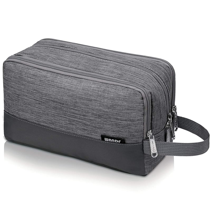 WANDF Travel Toiletry Bag for Men, Small Dopp Kit for Toiletries Denim Grey Medium